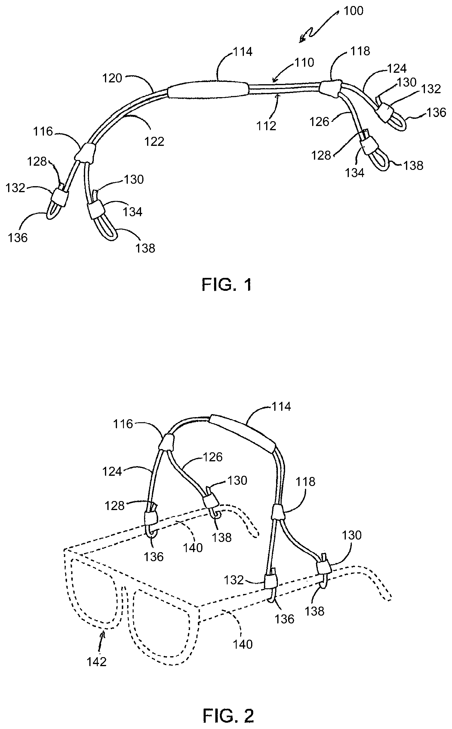 Patent US11782291 Figure 1 – Eyeglasses retainer headband