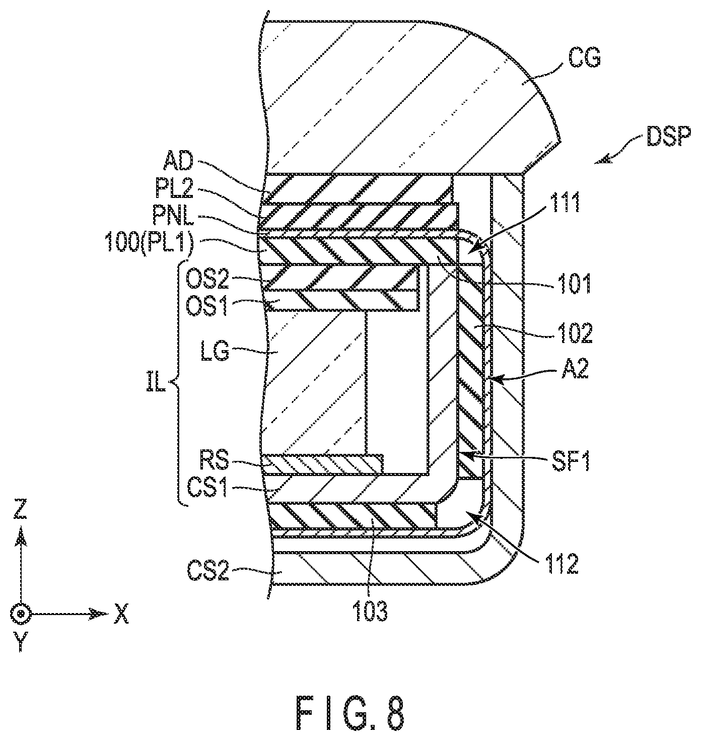 Patent US11782299 Figure 8 – Display device