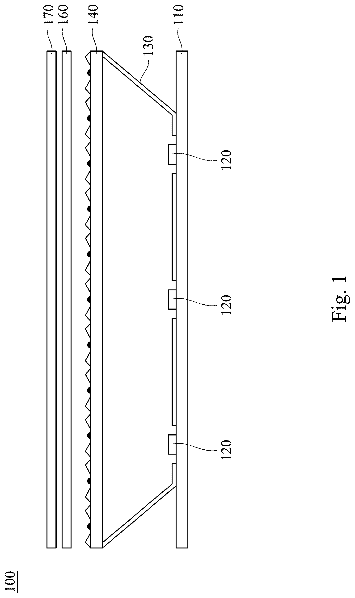 Patent US11782307 Figure 1 – Backlight module of display device