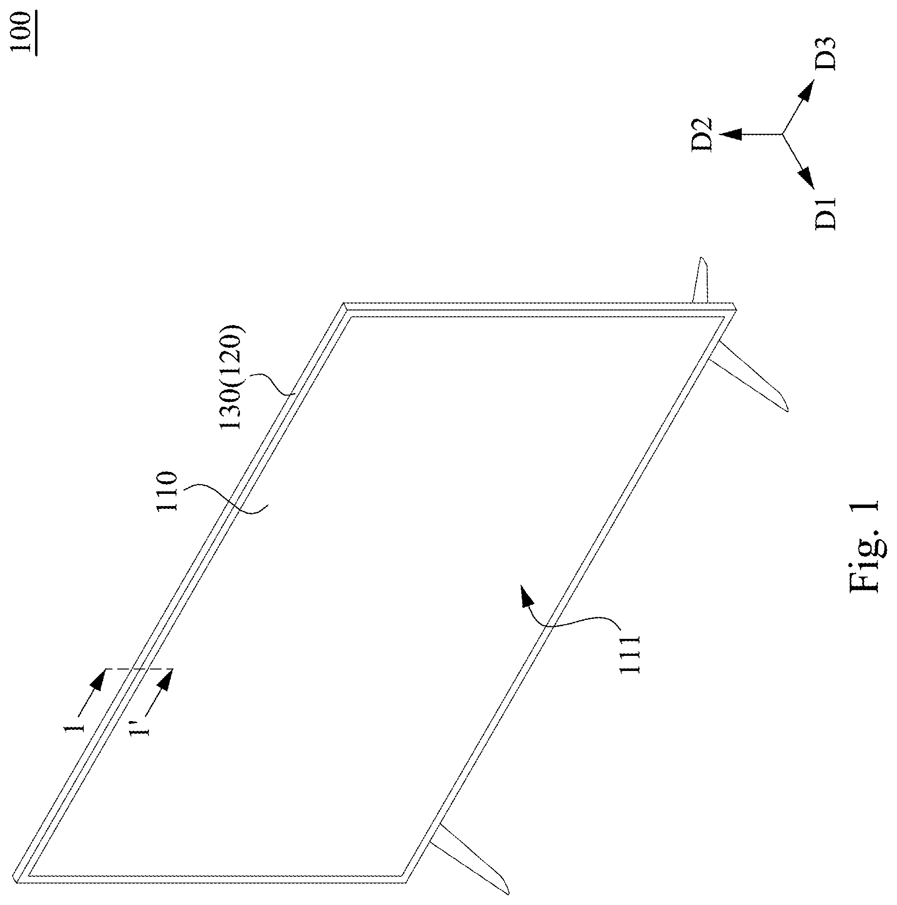 Patent US11782311 Figure 1 – Display device, backlight module, and method for assembling backlight module