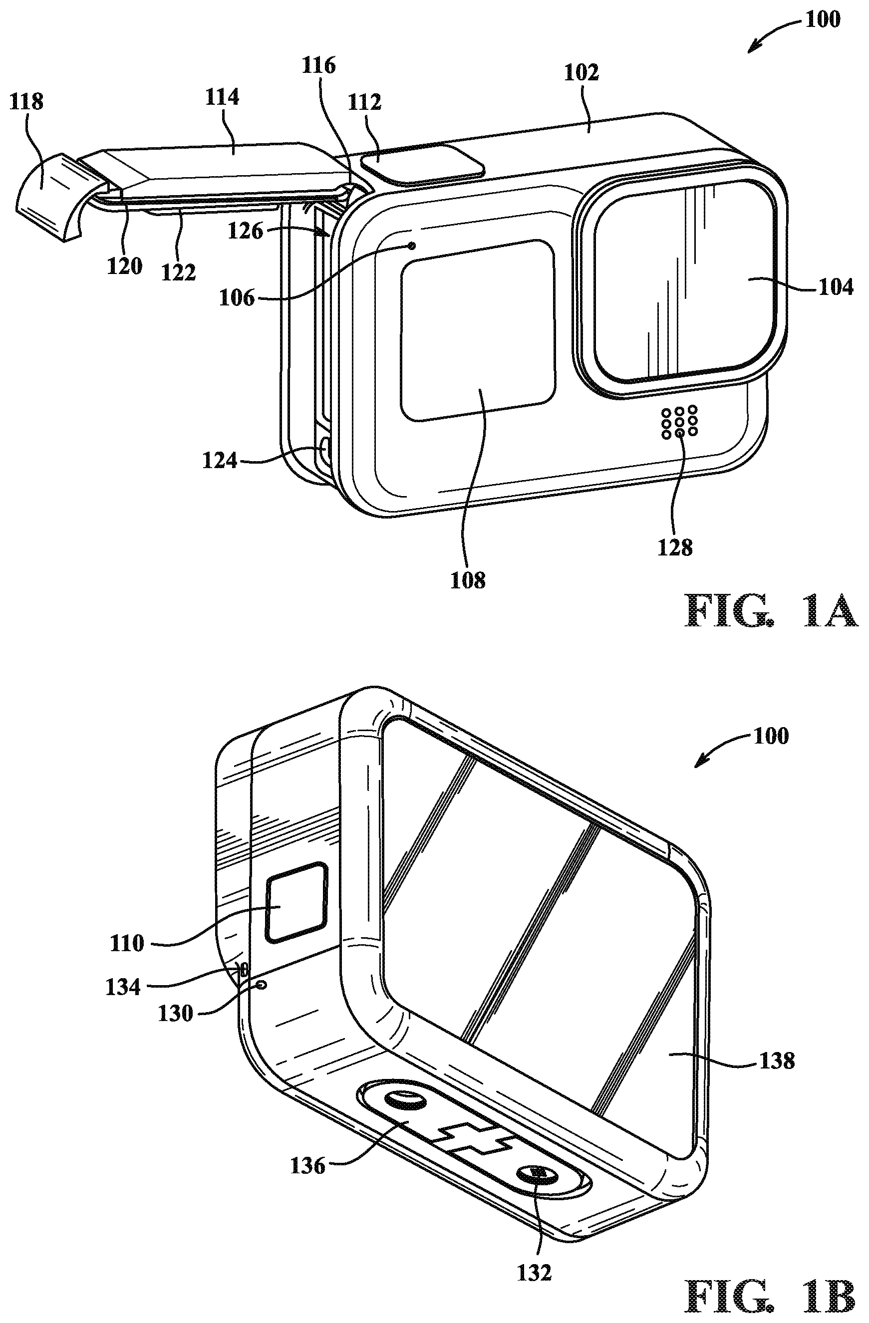 Patent US11782327 Figure 1 – Removable battery door assemblies for image capture devices