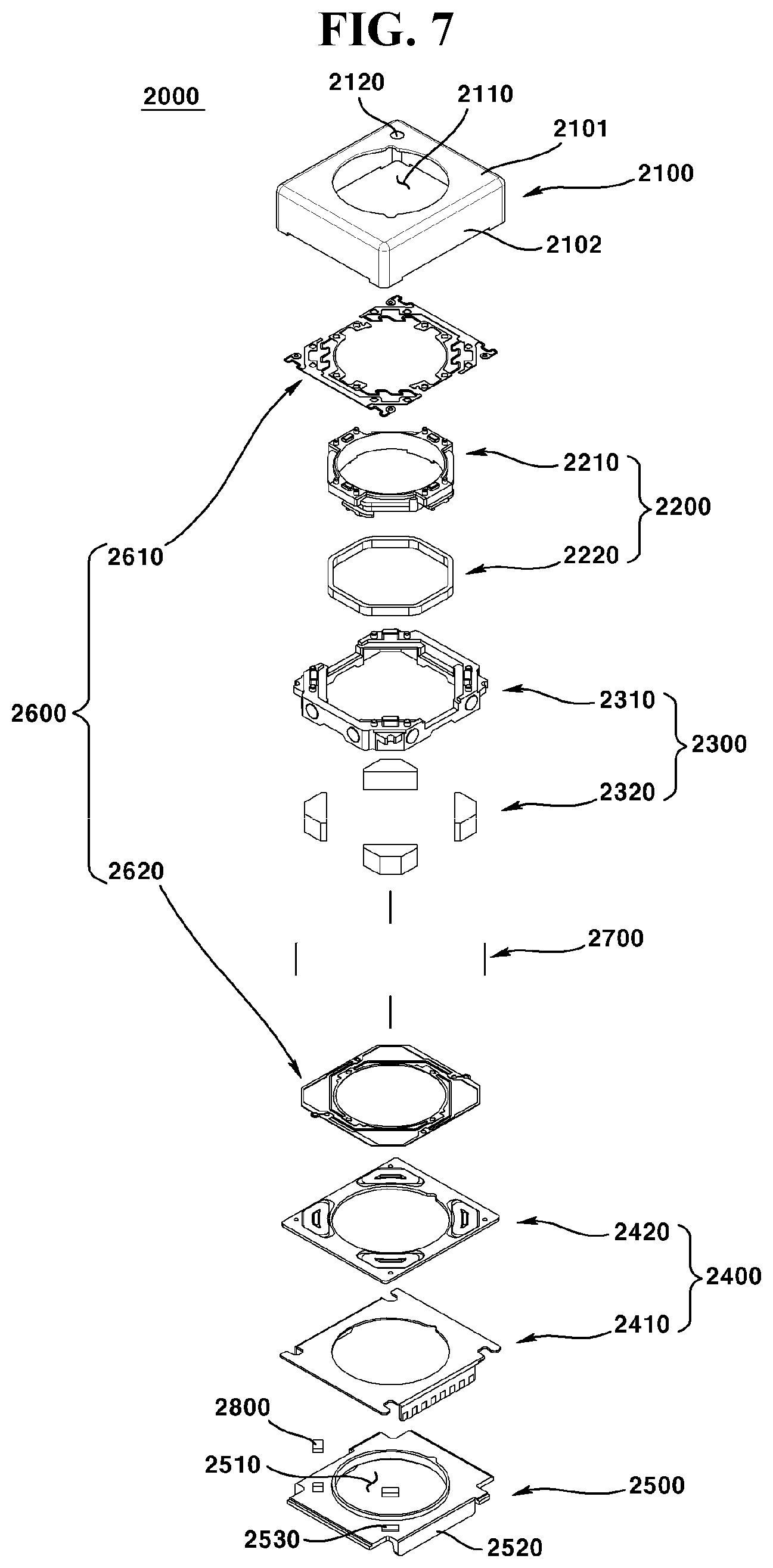Patent US11782329 Figure 7 – Camera module, dual camera module, optical device, and method for manufacturing dual camera module