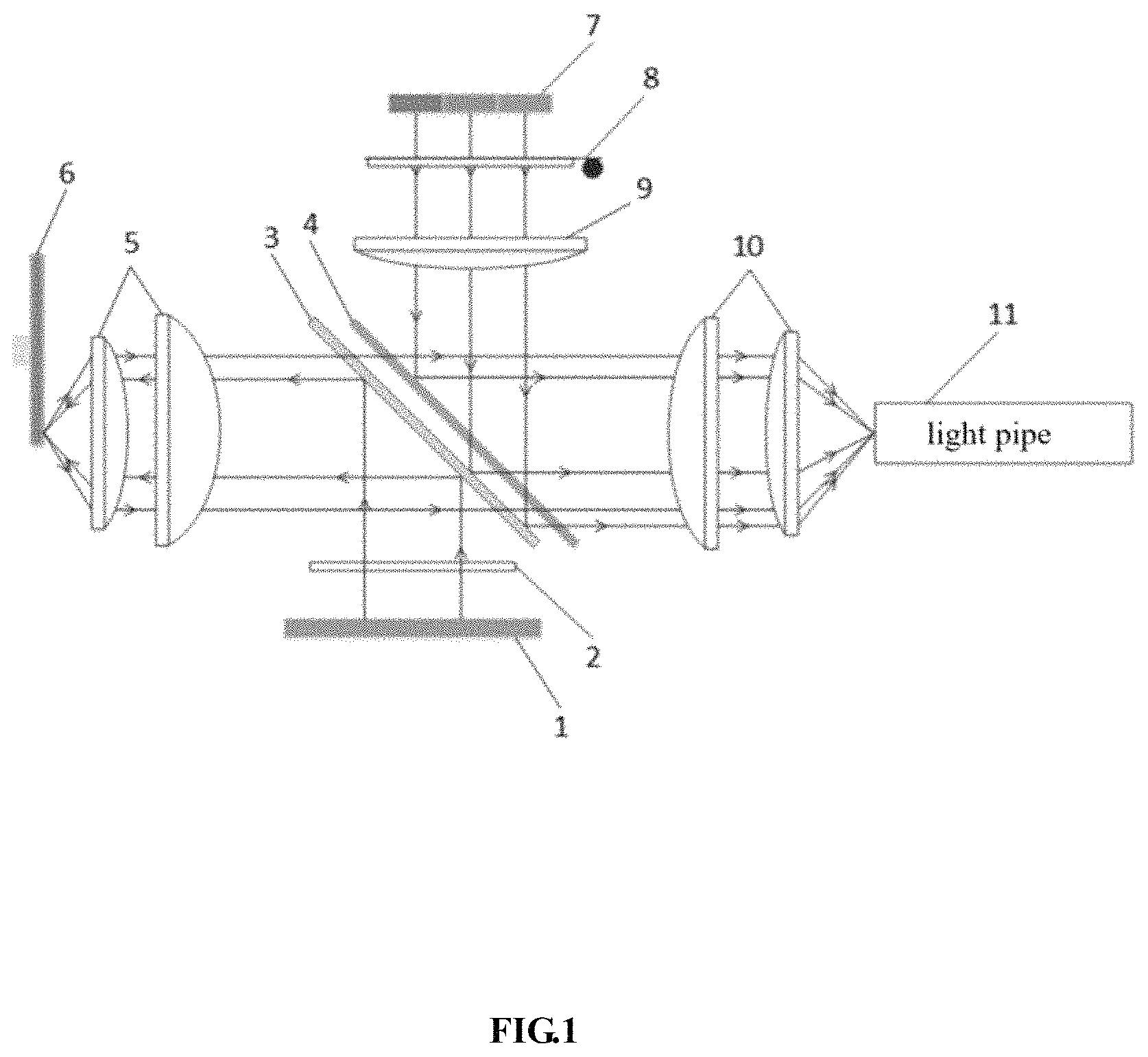 Patent US11782332 Figure 1 – Laser light source system of modular high-efficiency heat-dissipation uniform field