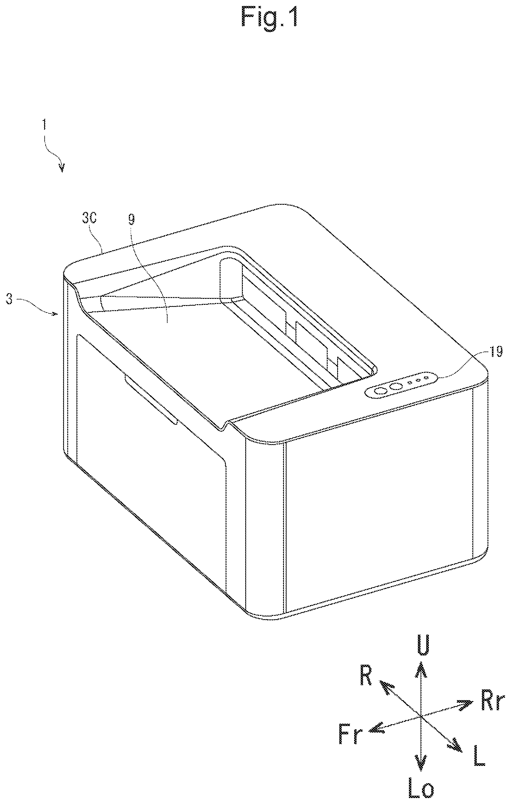 Patent US11782358 Figure 1 – Developing agent filling device that releases developing roller from pressure of regulation blade, and developing agent filling method