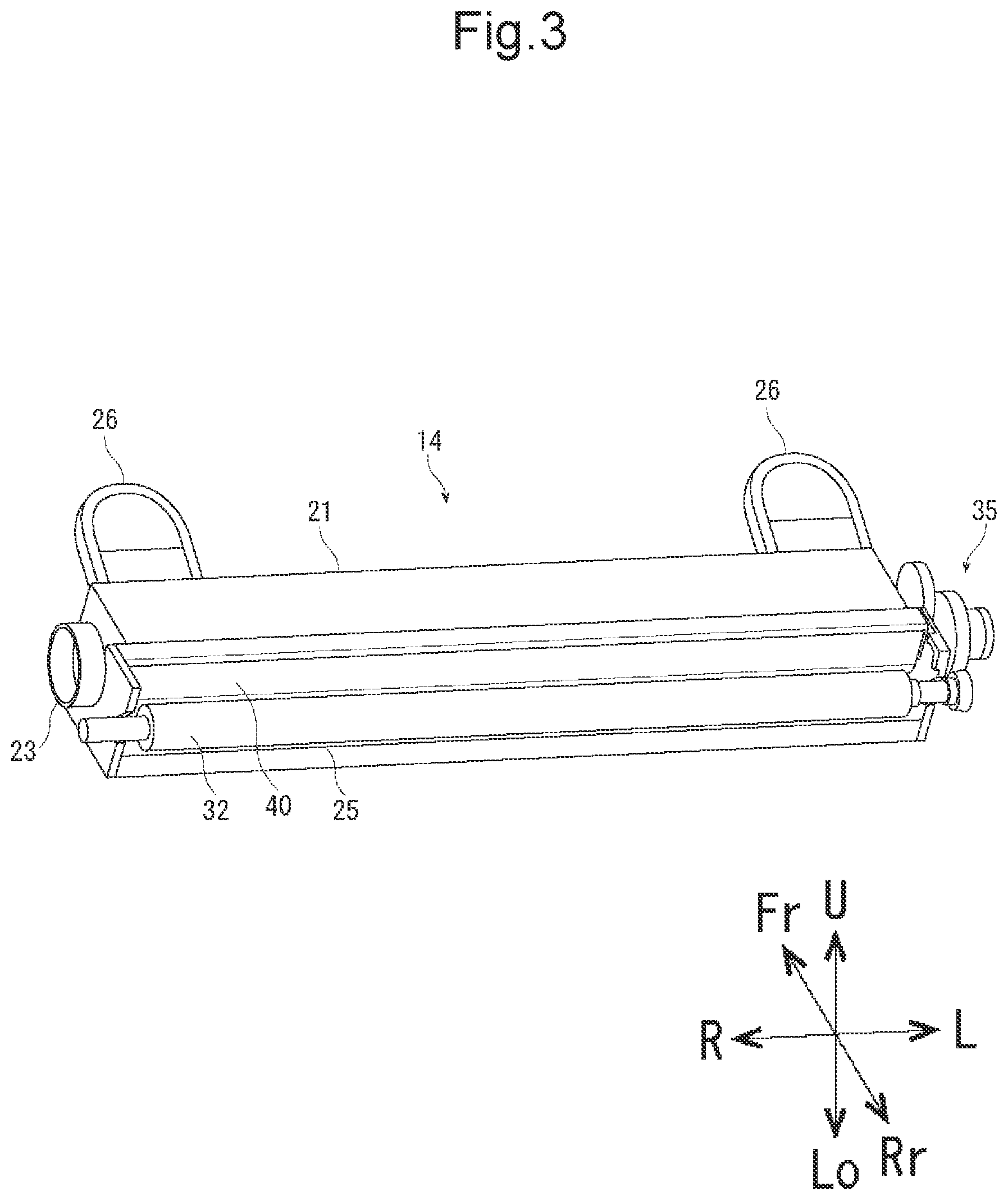 Patent US11782358 Figure 3 – Developing agent filling device that releases developing roller from pressure of regulation blade, and developing agent filling method