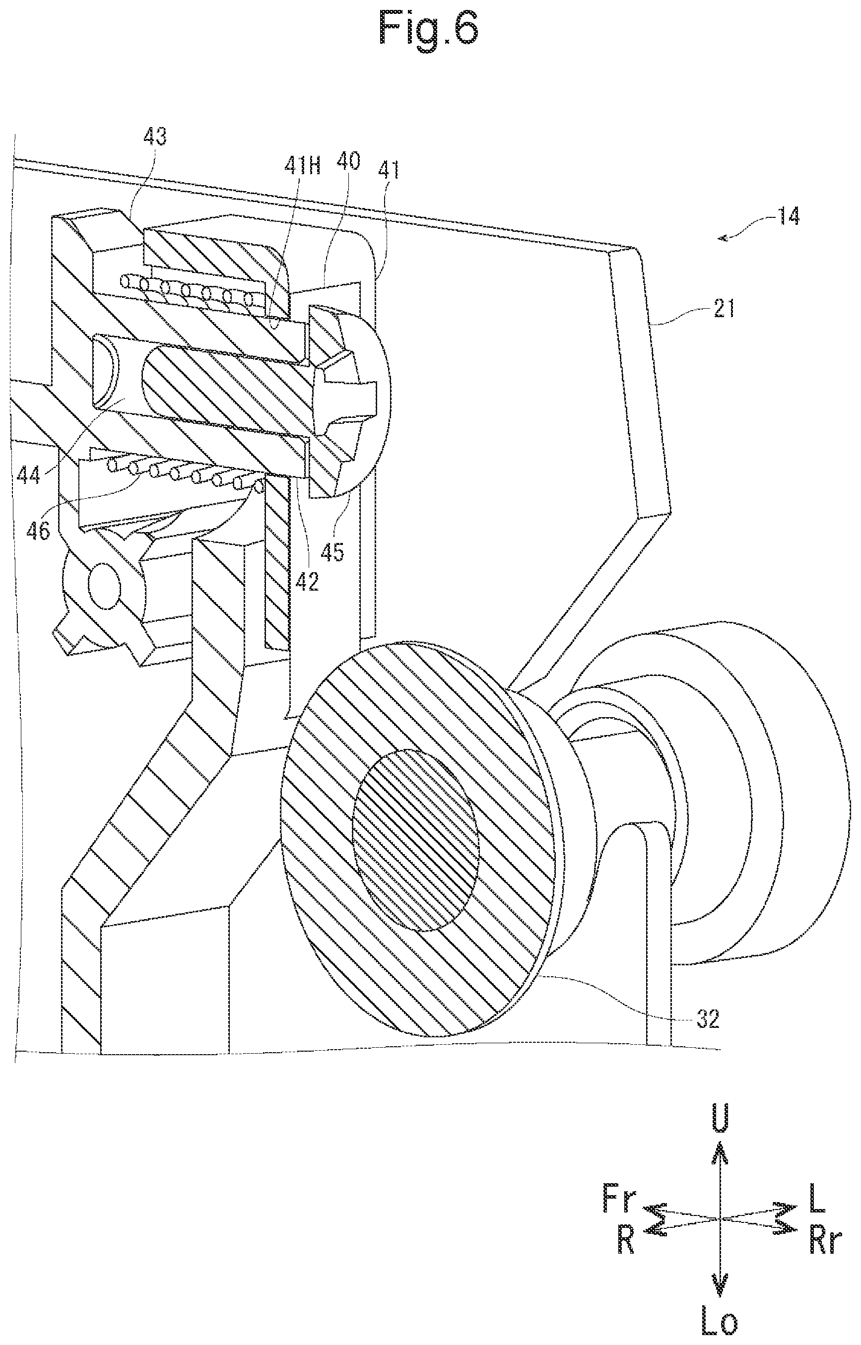 Patent US11782358 Figure 6 – Developing agent filling device that releases developing roller from pressure of regulation blade, and developing agent filling method
