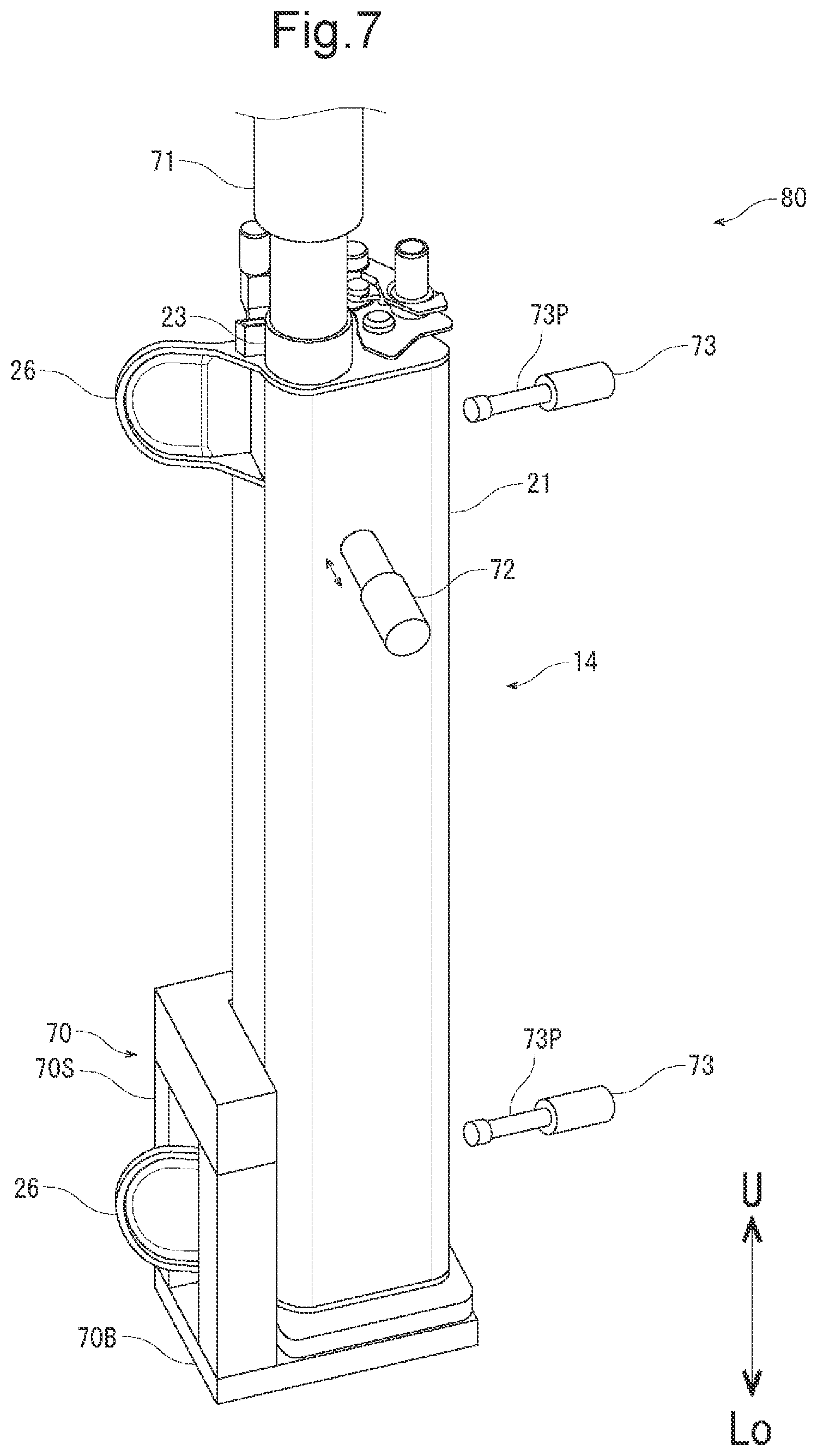 Patent US11782358 Figure 7 – Developing agent filling device that releases developing roller from pressure of regulation blade, and developing agent filling method