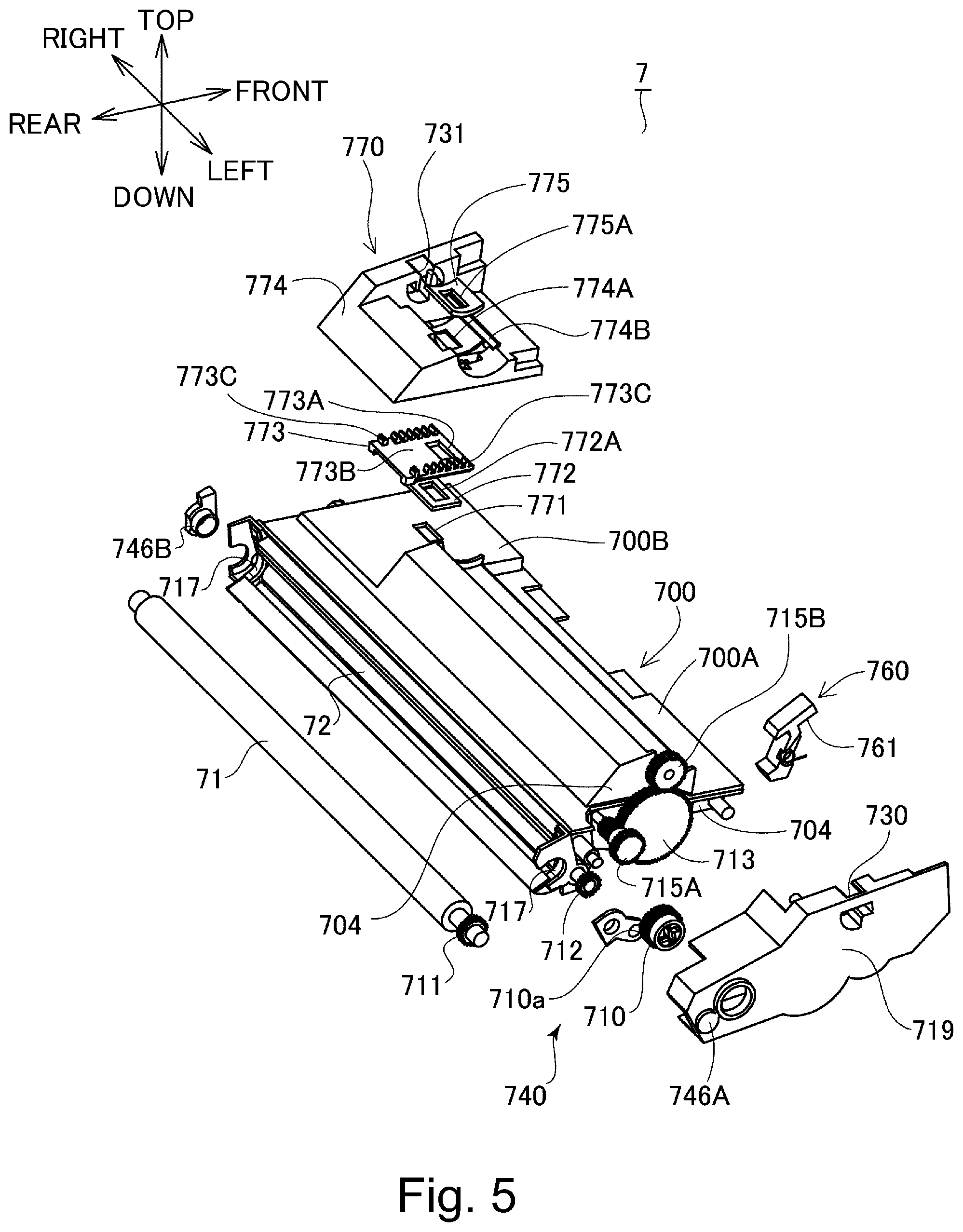 Patent US11782360 Figure 5 – Developer accommodating device, developing device, cartridge and image forming apparatus