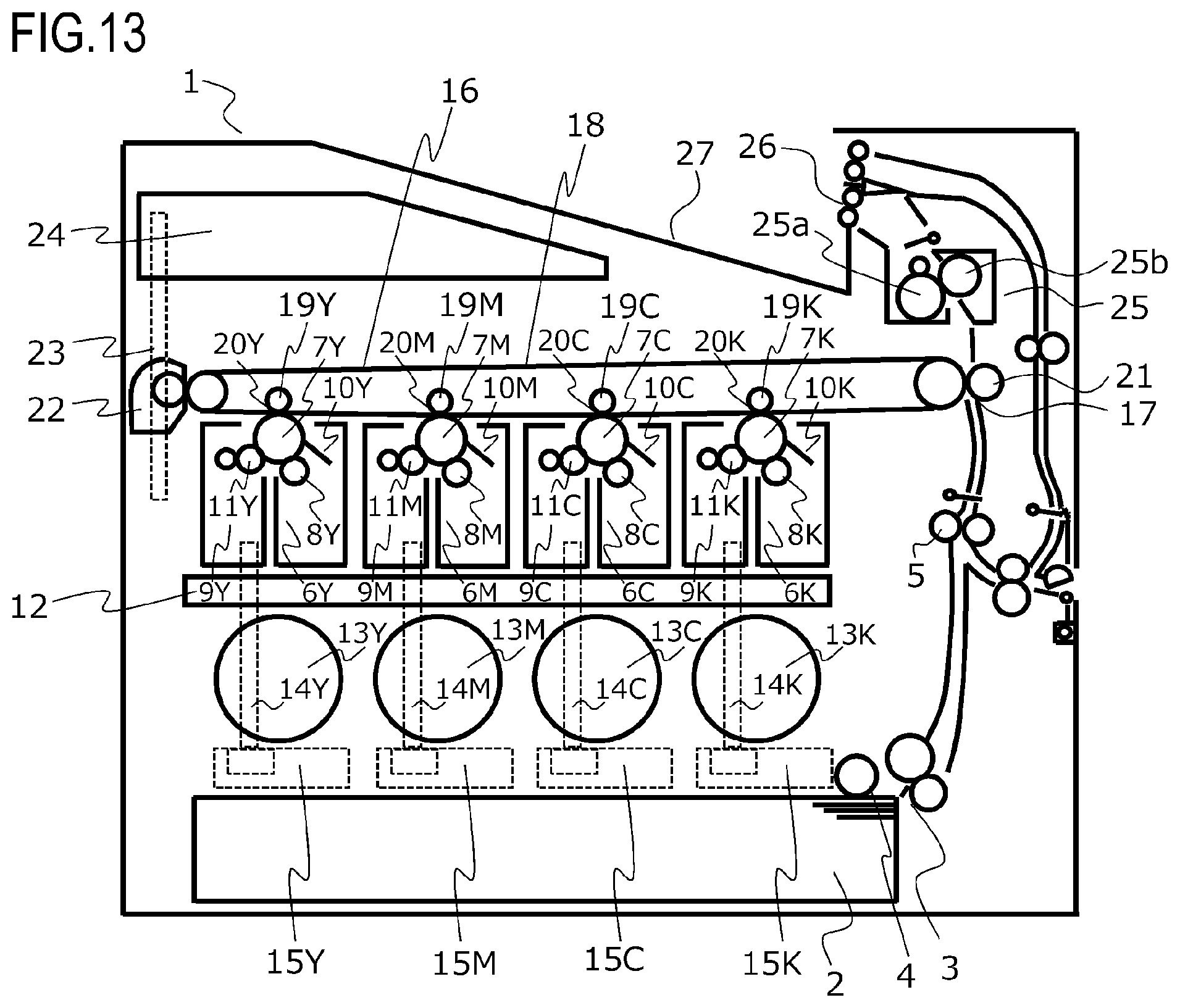 Patent US11782361 Figure 13 – Toner conveying apparatus having orthogonal toner conveying paths and image forming apparatus