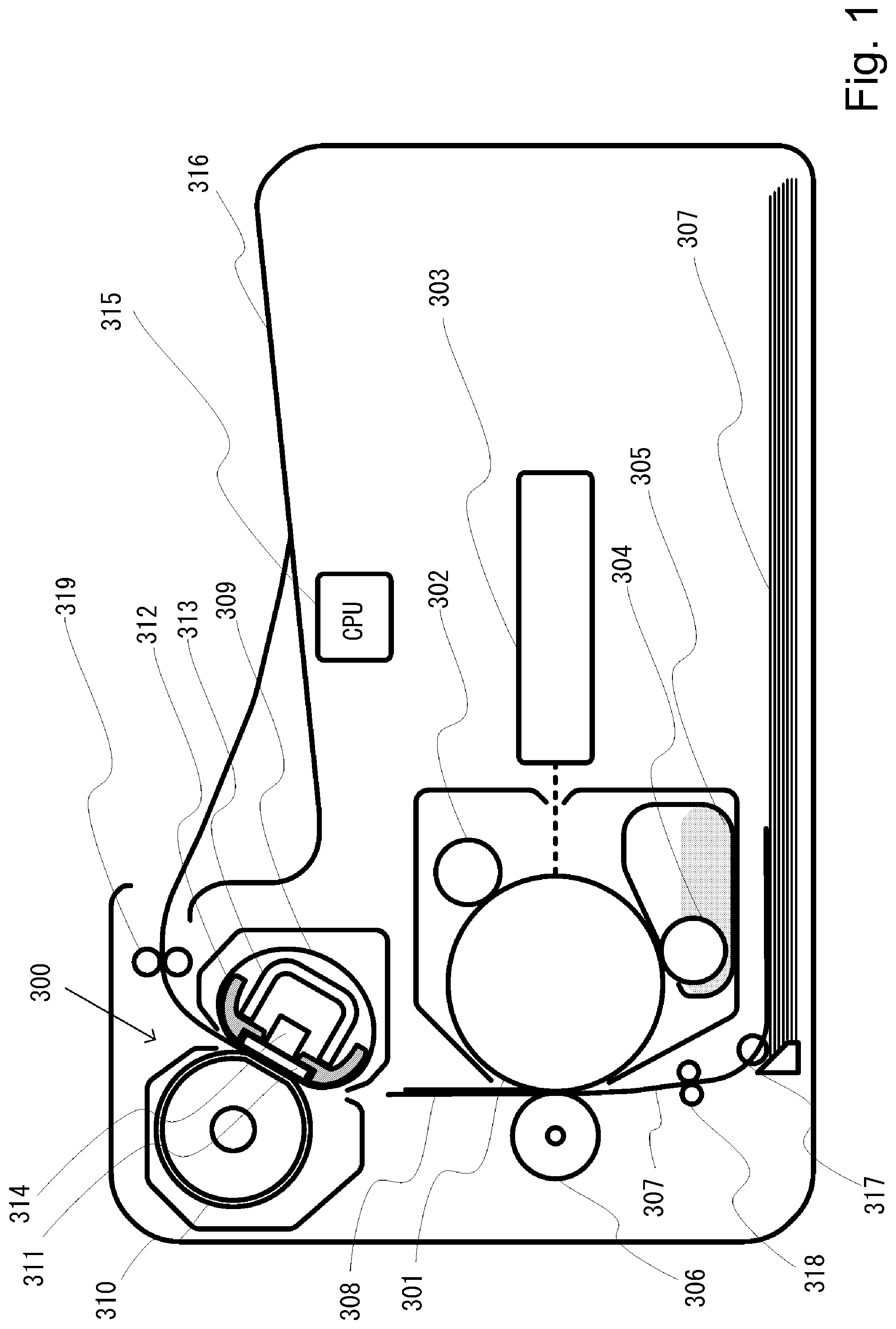 Patent US11782364 Figure 1 – Image forming apparatus with heat fixing device powered by bidirectional thyristor