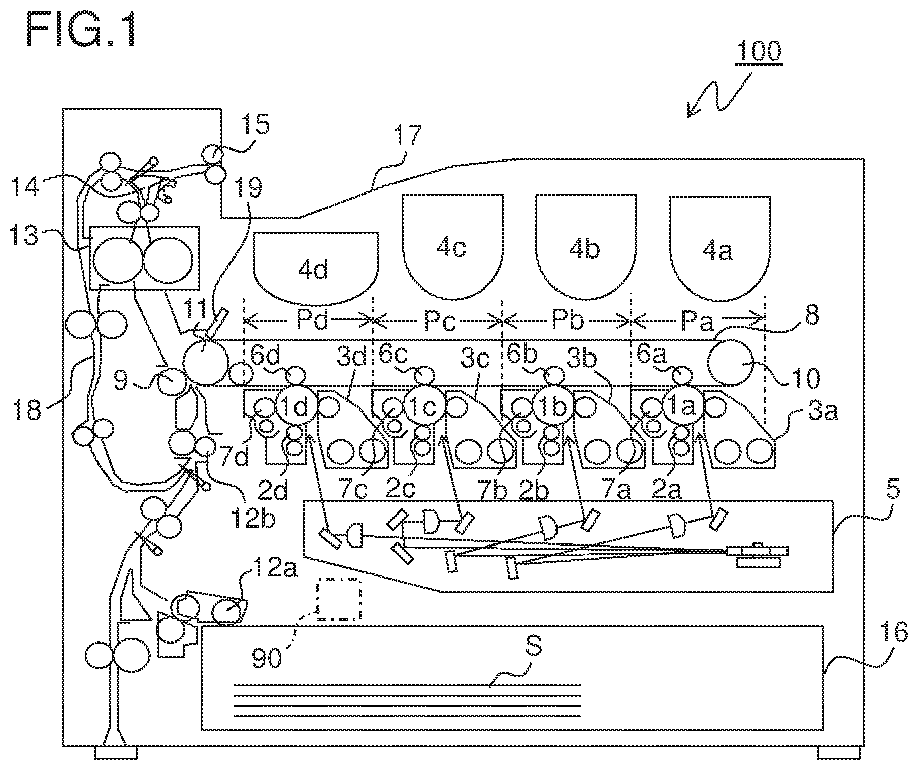 Patent US11782369 Figure 1 – Fixing device and image forming apparatus therewith