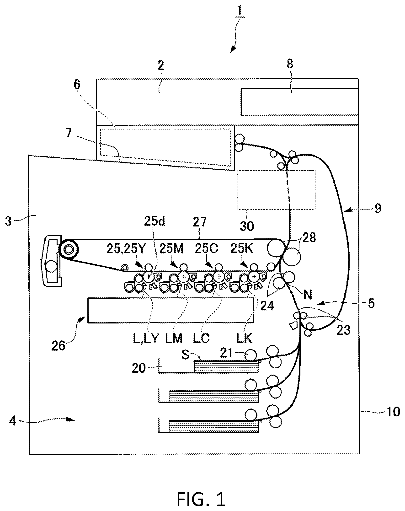 Patent US11782370 — Heating apparatus having a cylindrical film and a pressing element to form a nip — Figure 1