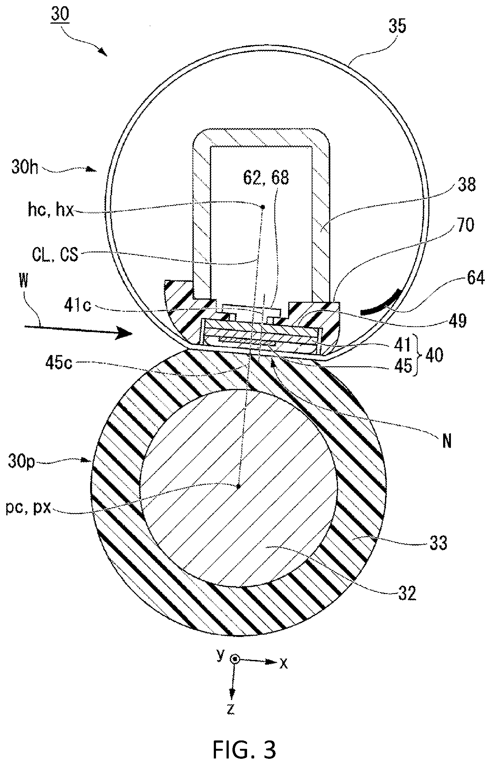 Patent US11782370 Figure 3 – Heating apparatus having a cylindrical film and a pressing element to form a nip