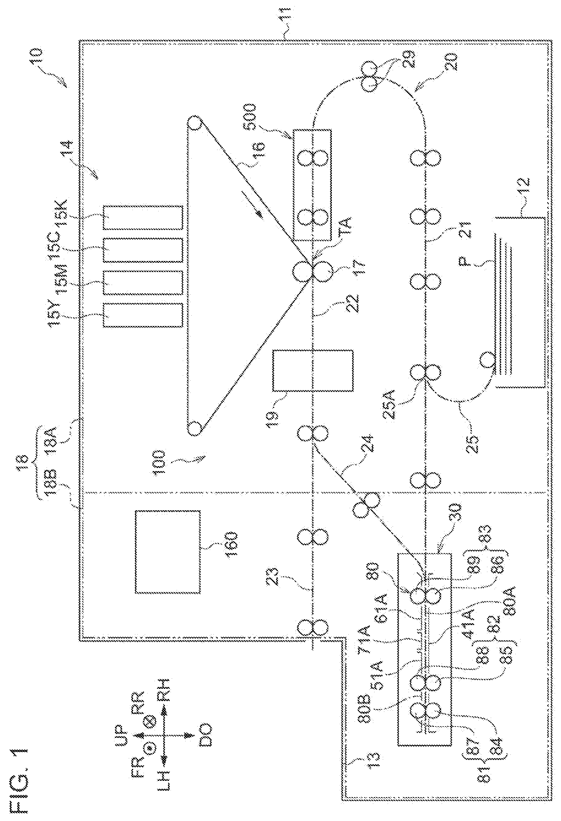 Patent US11782372 Figure 1 – Detection device, image forming apparatus, and non-transitory computer readable medium