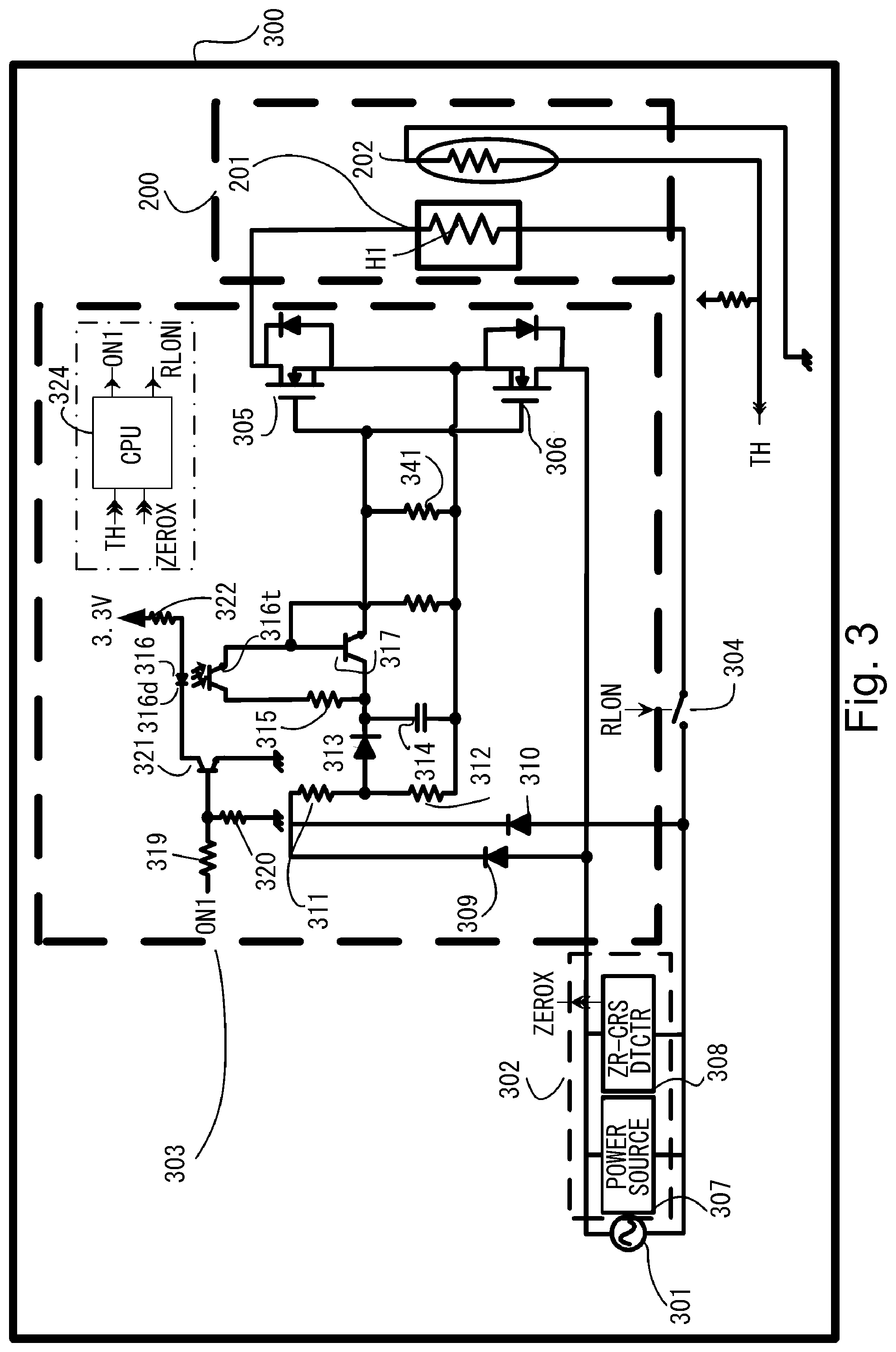 Patent US11782375 Figure 3 – Image forming apparatus with fixing unit powered by reduced harmonic switching