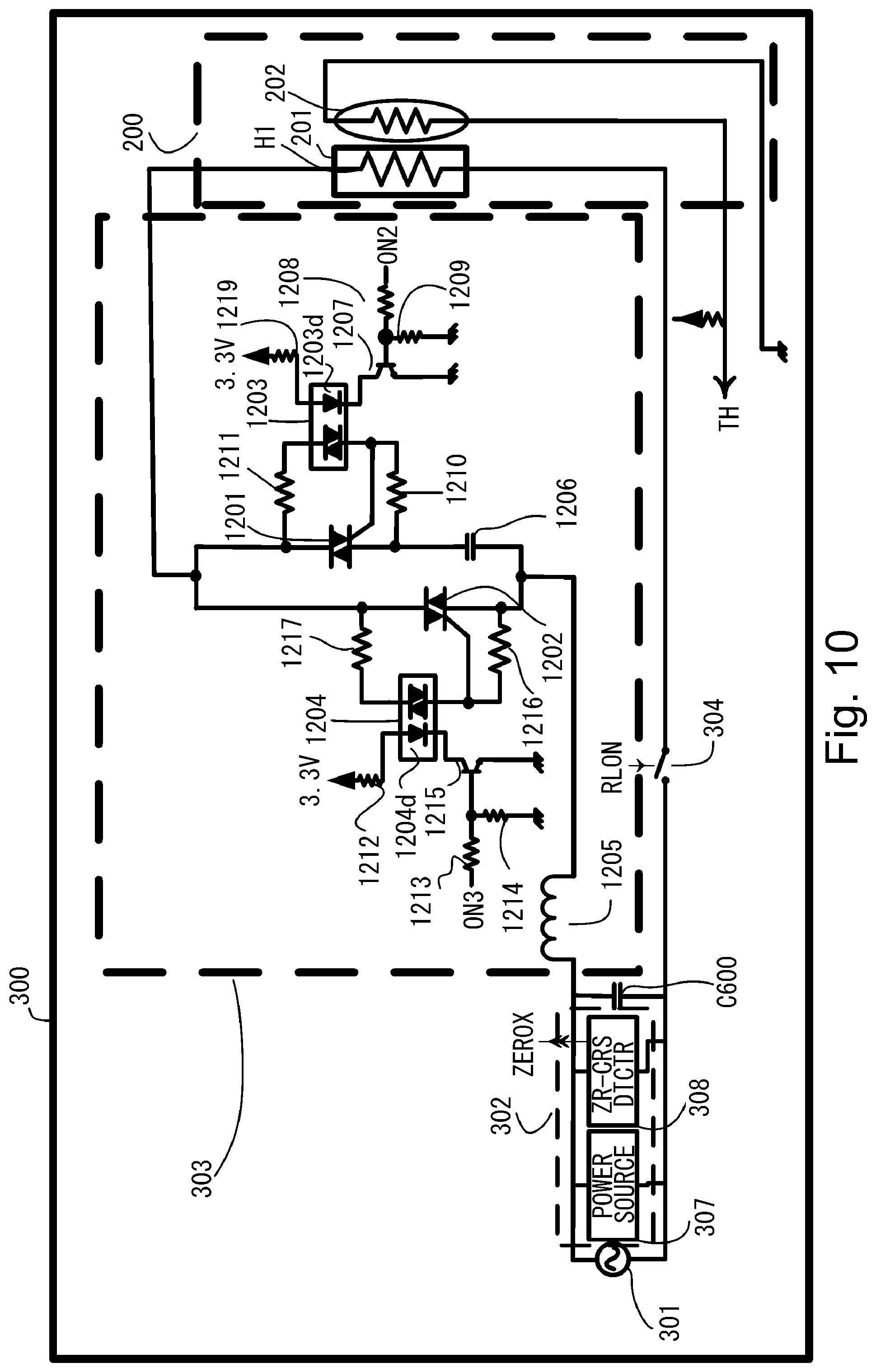 Patent US11782375 Figure 10 – Image forming apparatus with fixing unit powered by reduced harmonic switching