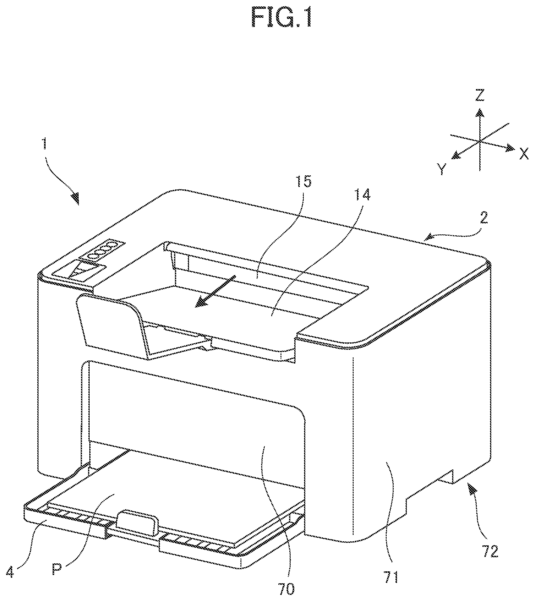 Patent US11782378 Figure 1 – Image forming apparatus provided with detachable processing unit