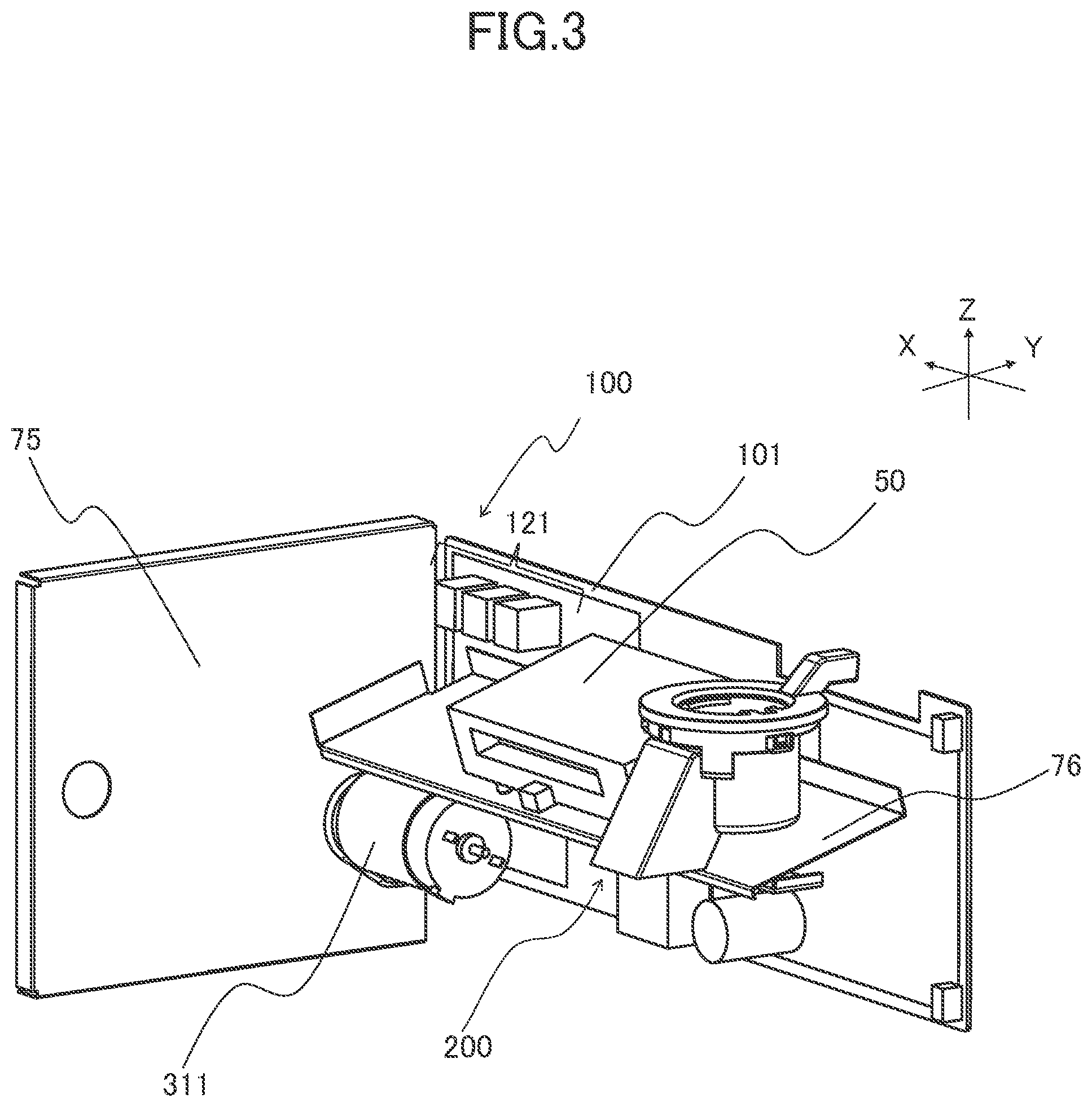 Patent US11782378 Figure 3 – Image forming apparatus provided with detachable processing unit