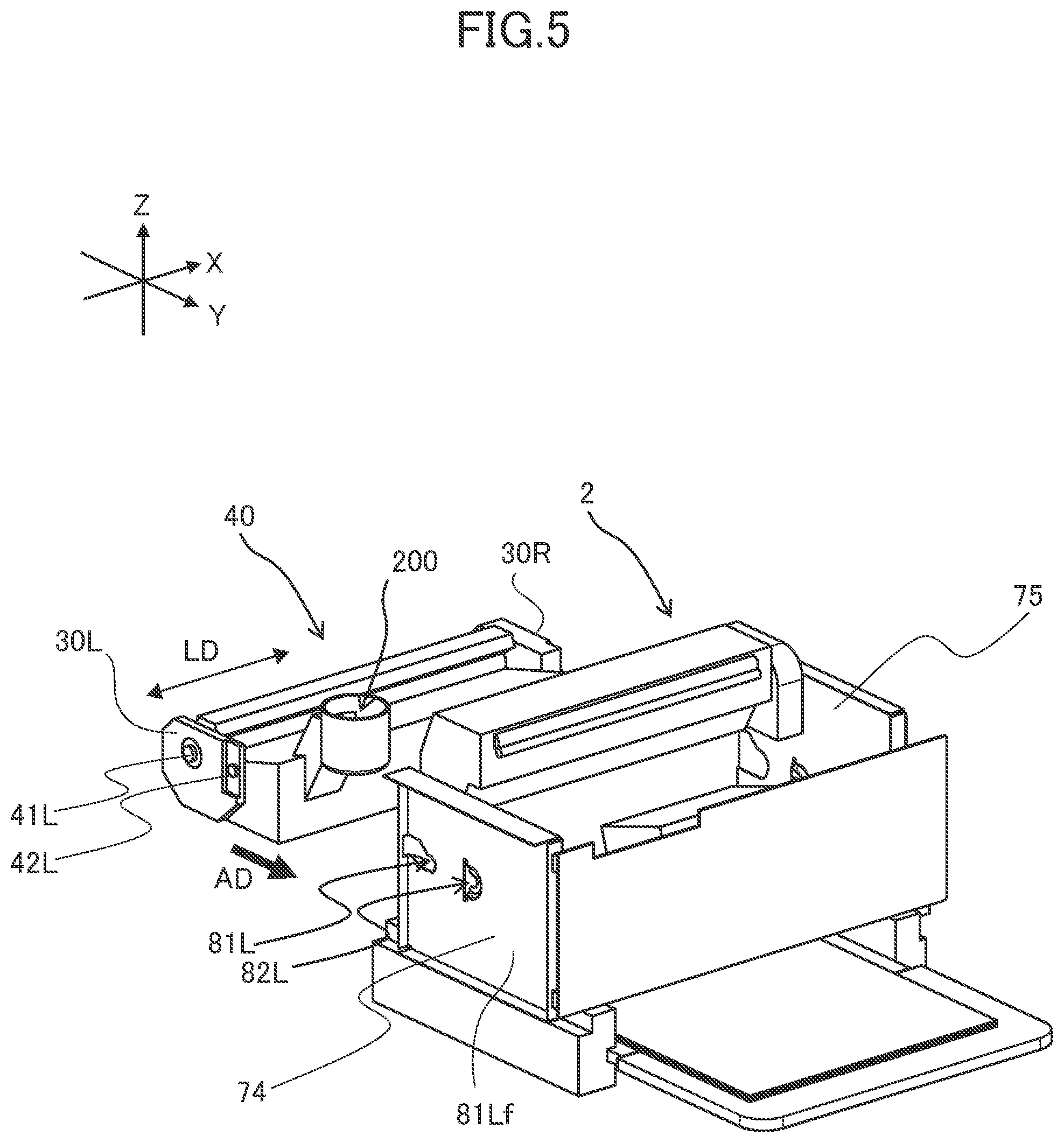 Patent US11782378 Figure 5 – Image forming apparatus provided with detachable processing unit