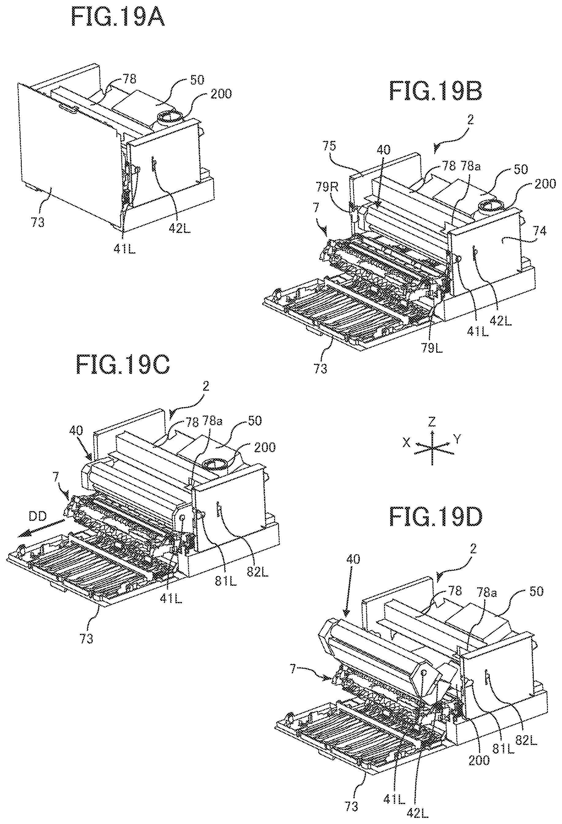 Patent US11782378 Figure 19 – Image forming apparatus provided with detachable processing unit