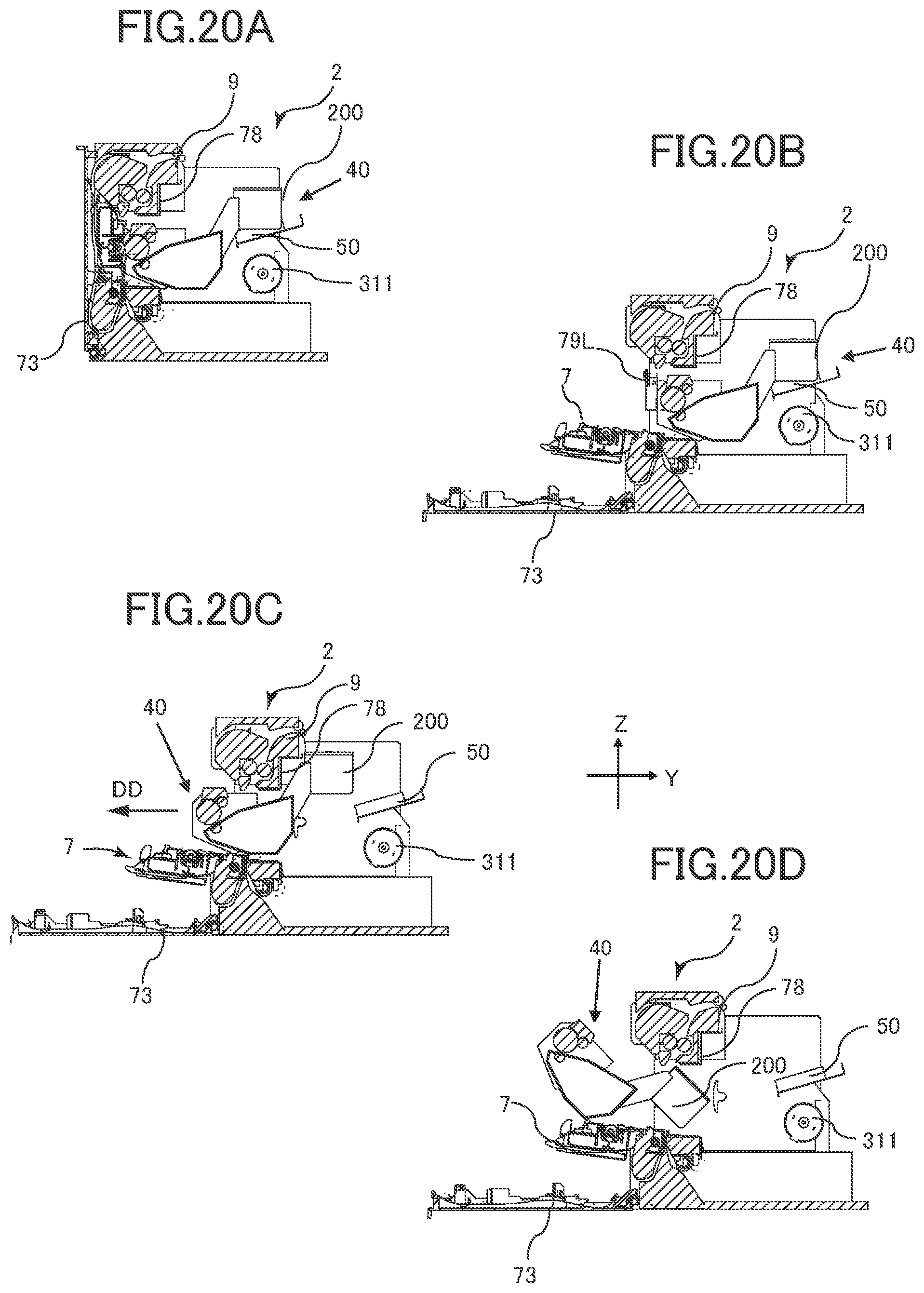 Patent US11782378 Figure 20 – Image forming apparatus provided with detachable processing unit