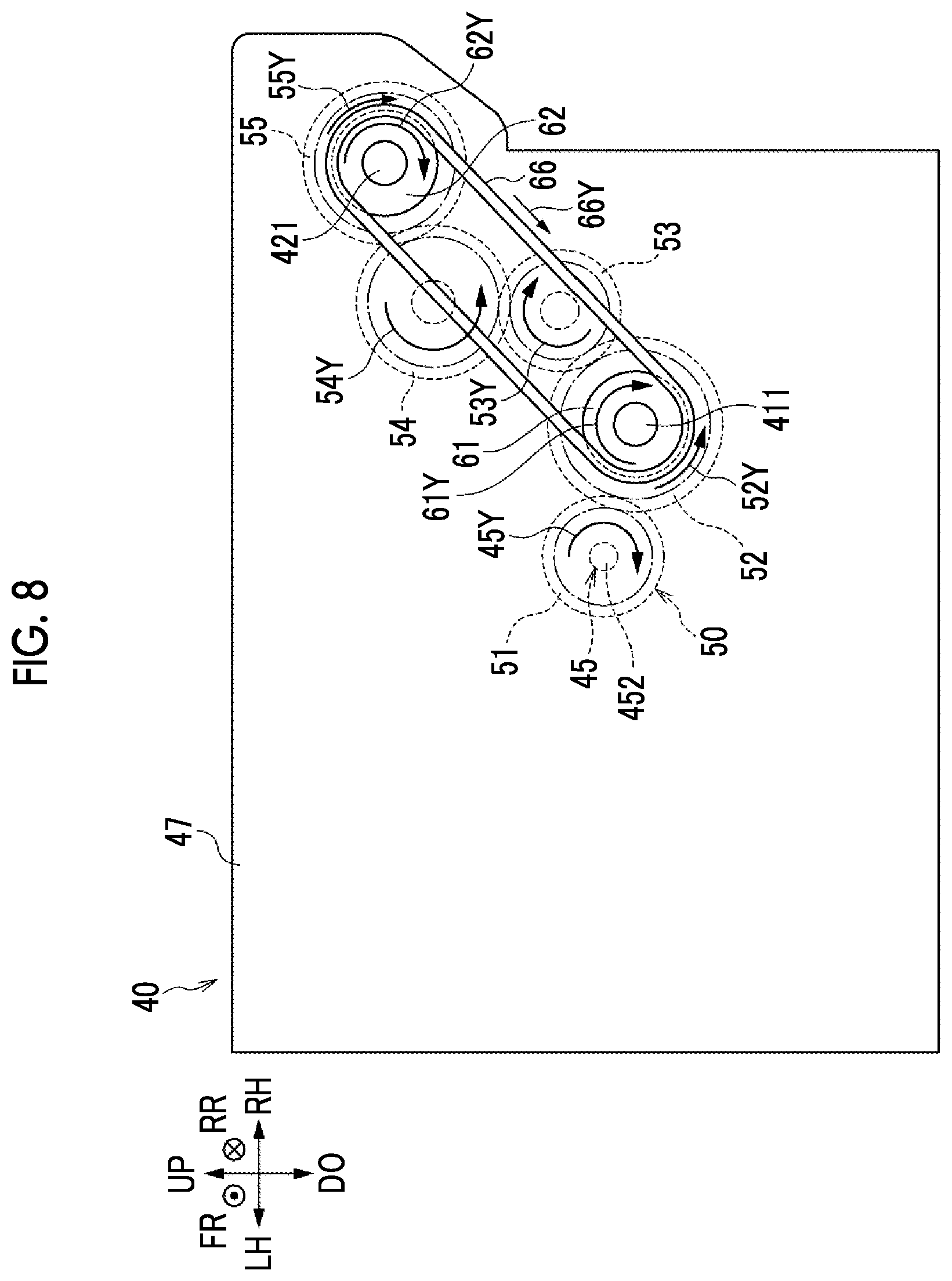 Patent US11782379 Figure 8 – Rotating device, transporting device, and image forming apparatus