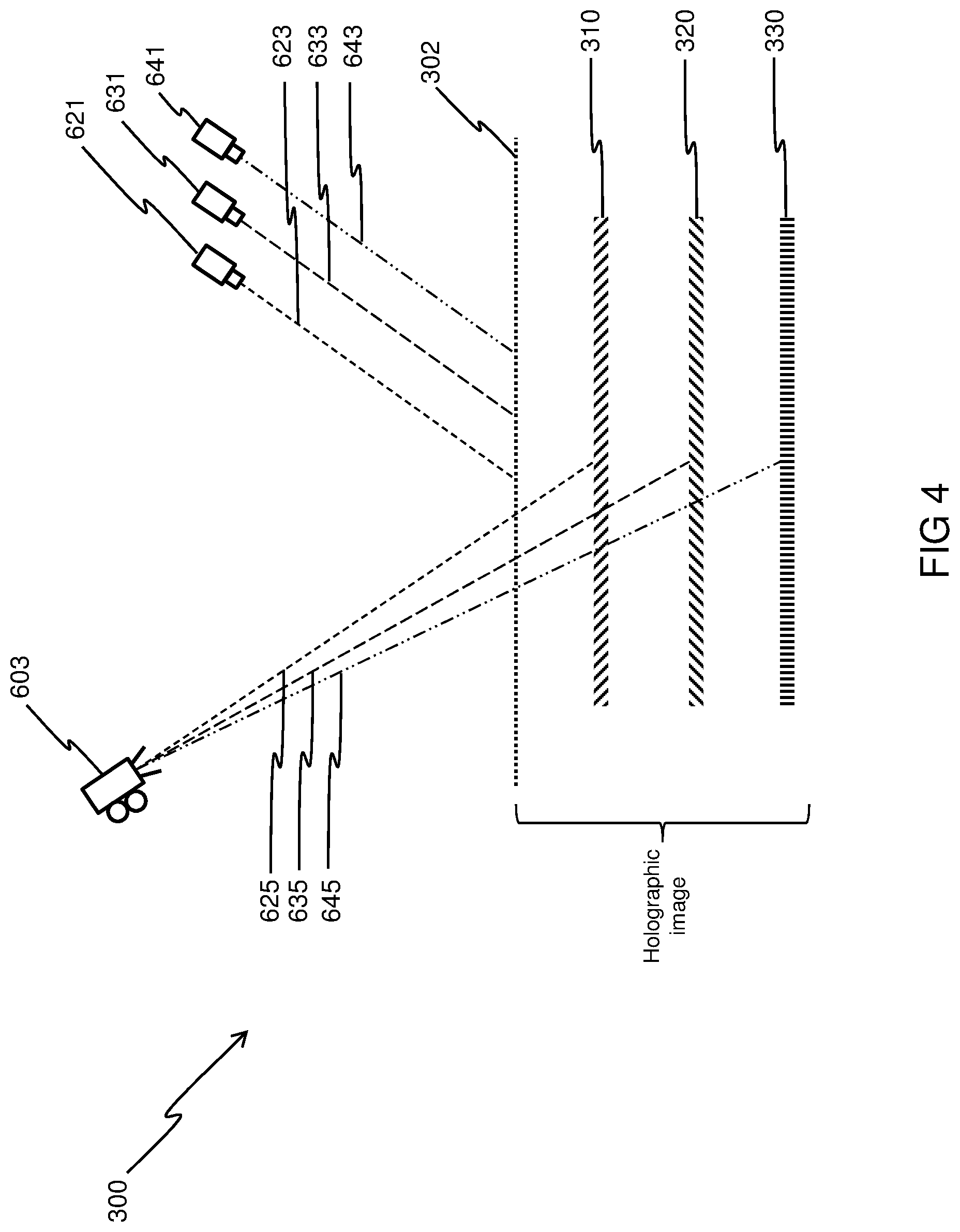Patent US11782384 Figure 4 – Holographic recordings replaying images upon illumination