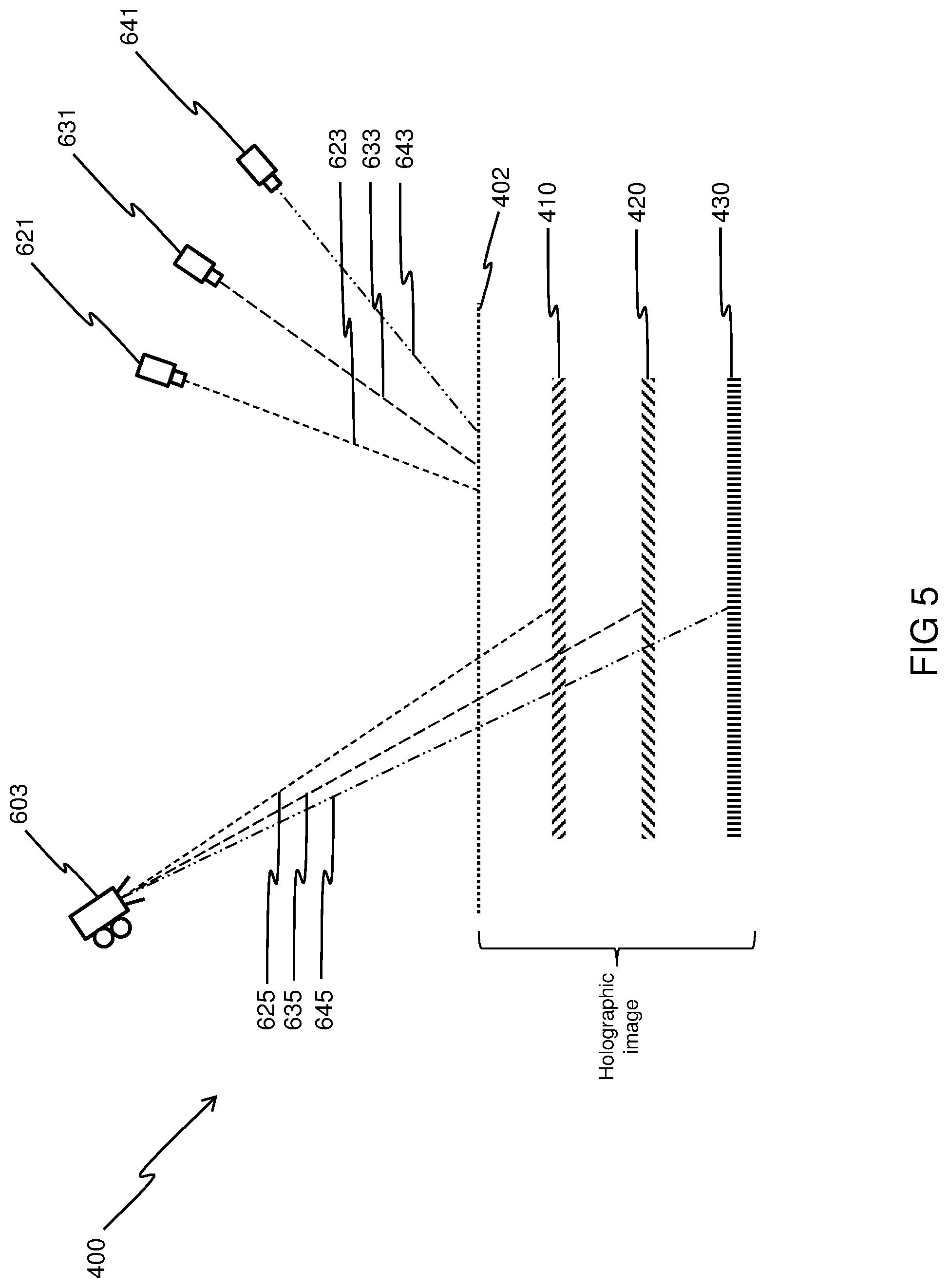 Patent US11782384 Figure 5 – Holographic recordings replaying images upon illumination