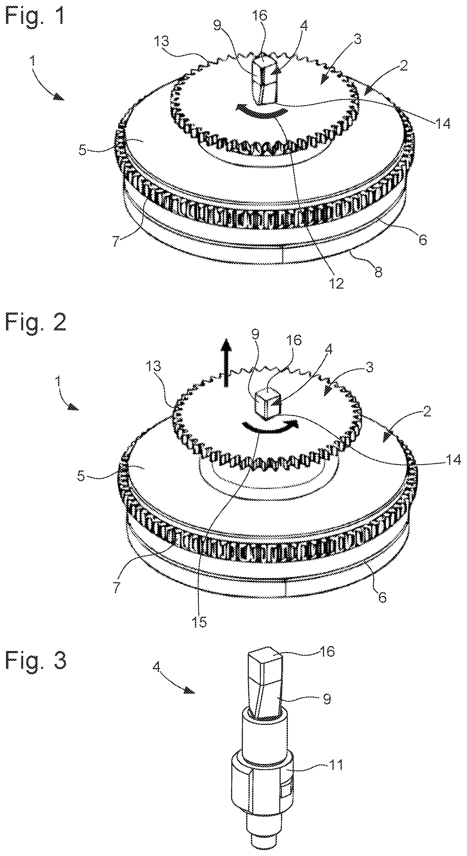 Patent US11782386 Figure 1 – Timepiece barrel with a twisted arbour