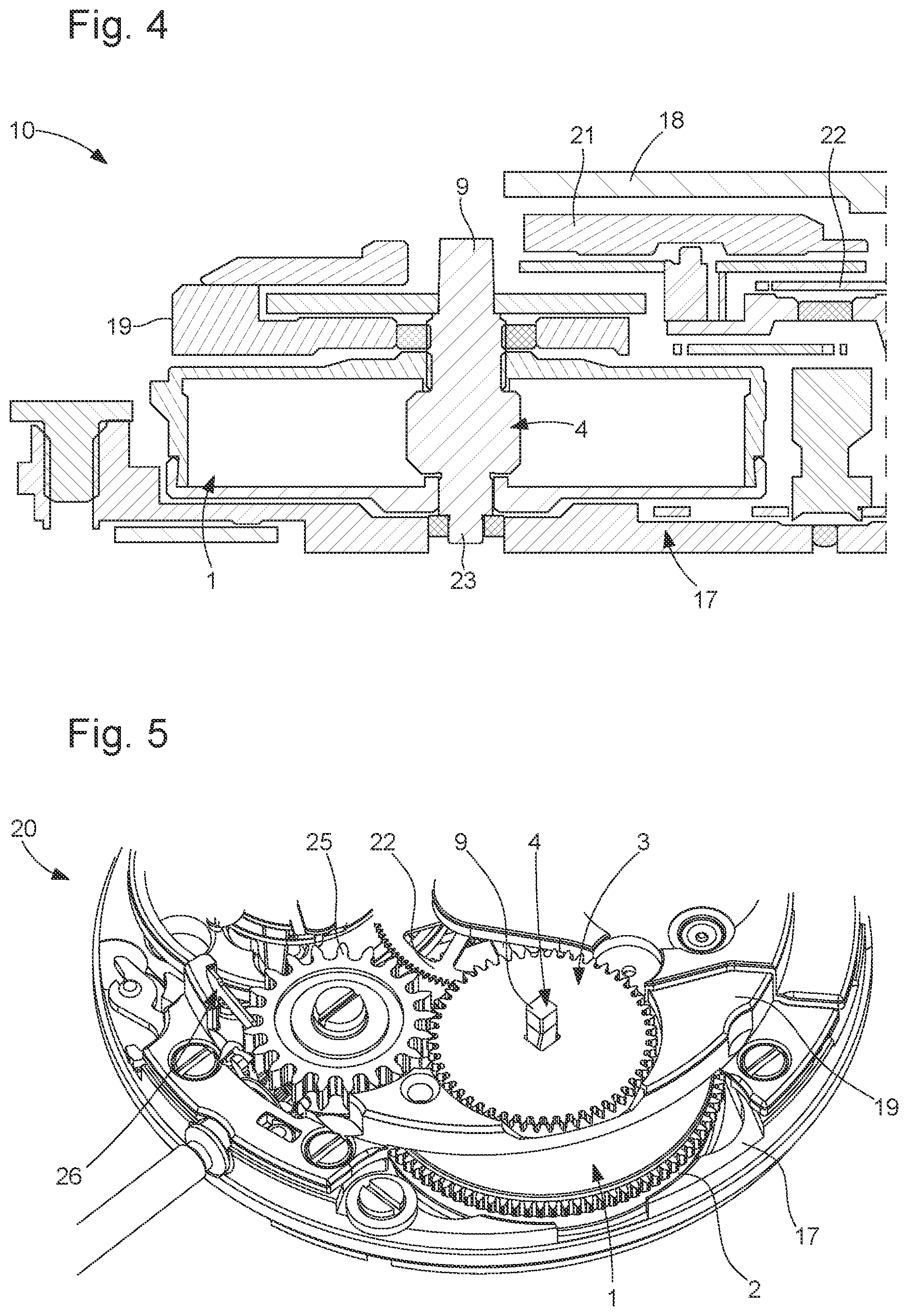 Patent US11782386 Figure 2 – Timepiece barrel with a twisted arbour