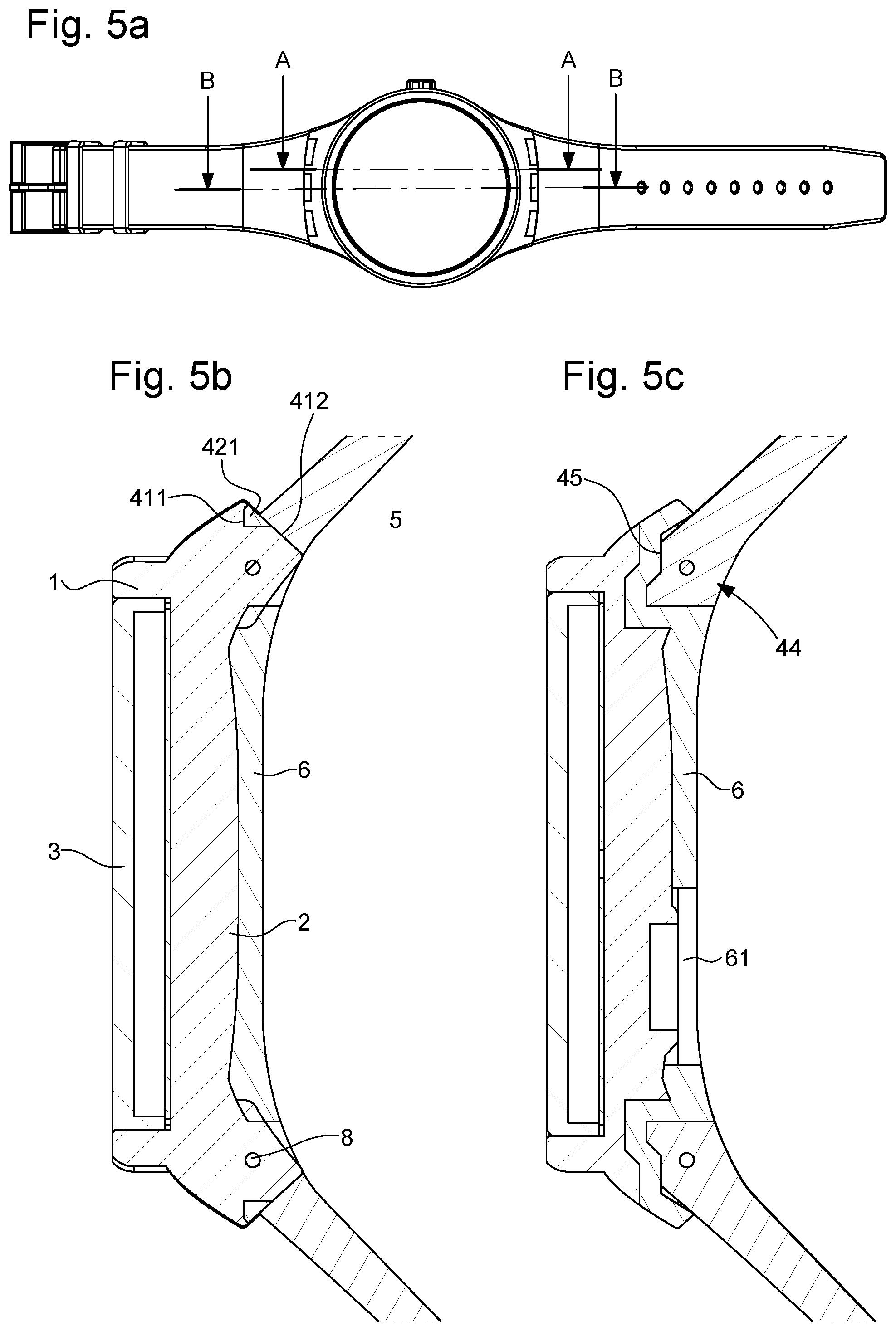 Patent US11782390 Figure 4 – Watch case equipped with an exterior element