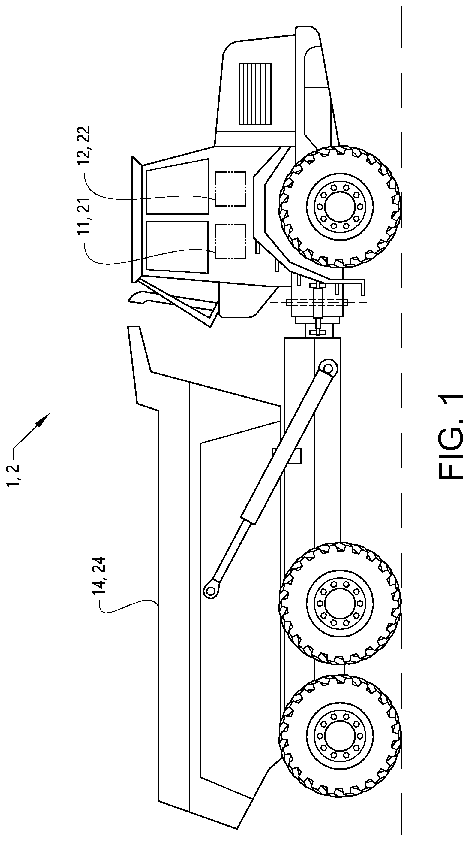 Patent US11782412 Figure 1 – Method for controlling a material, processing device and a load-carrying vehicle