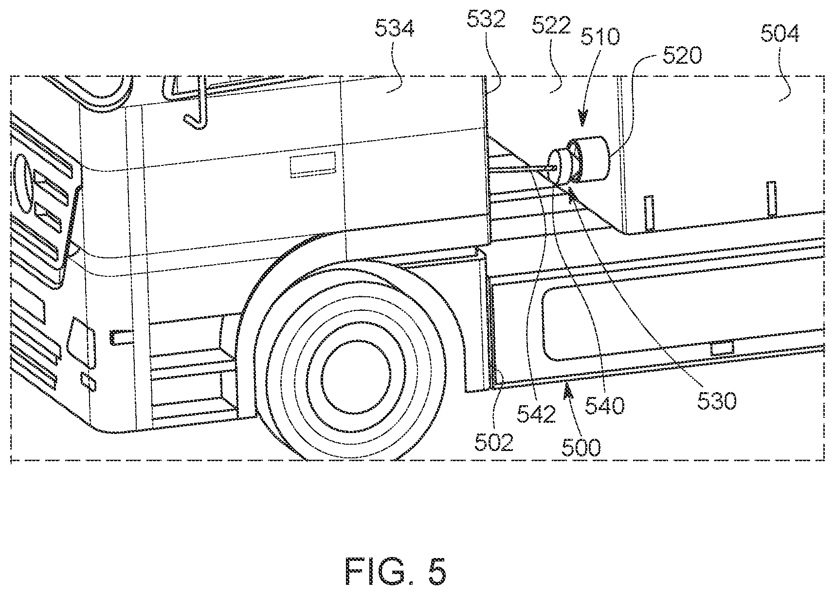 Patent US11782436 Figure 5 – Systems and methods for automated operation and handling of autonomous trucks and trailers hauled thereby