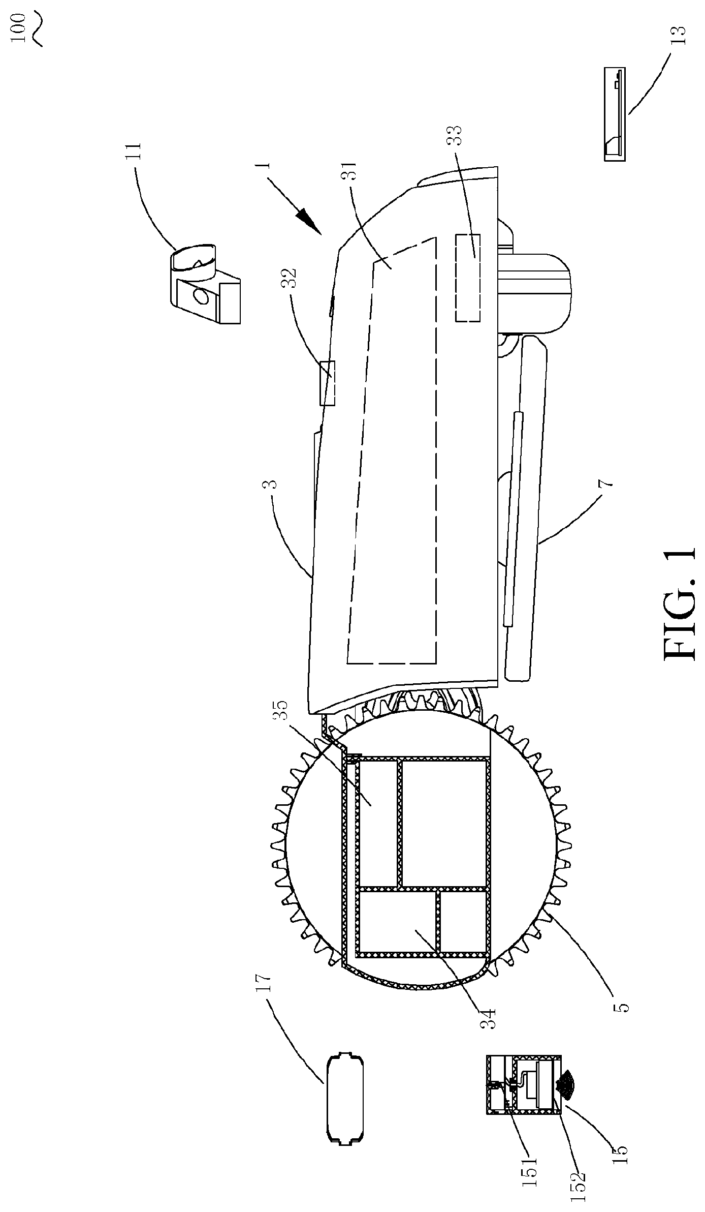 Patent US11782445 Figure 1 – Self-moving device, functional module, and automatic working system
