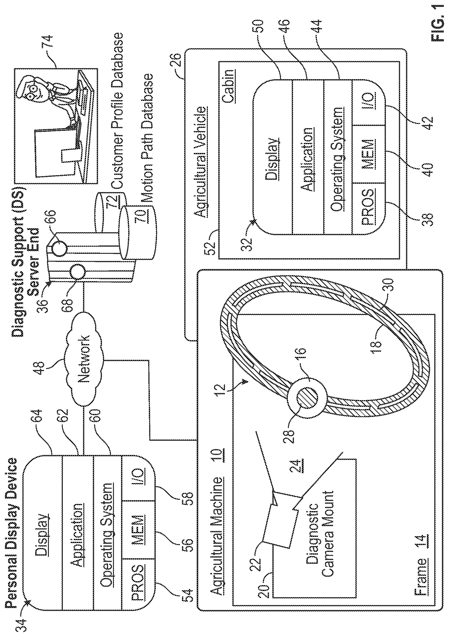 Patent US11782453 — Image-based position assessment of agricultural machine components — Figure 1