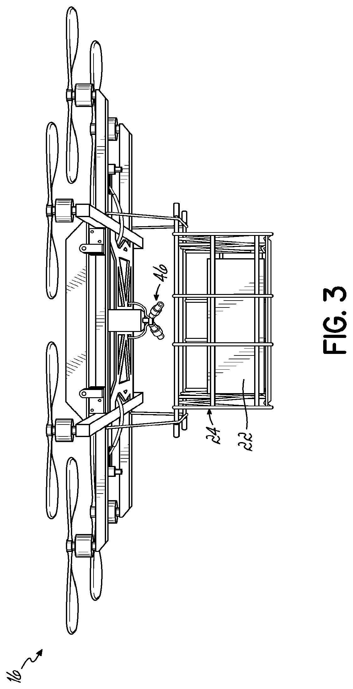 Patent US11782457 Figure 3 – Package delivery by means of an automated multi-copter UAS/UAV dispatched from a conventional delivery vehicle