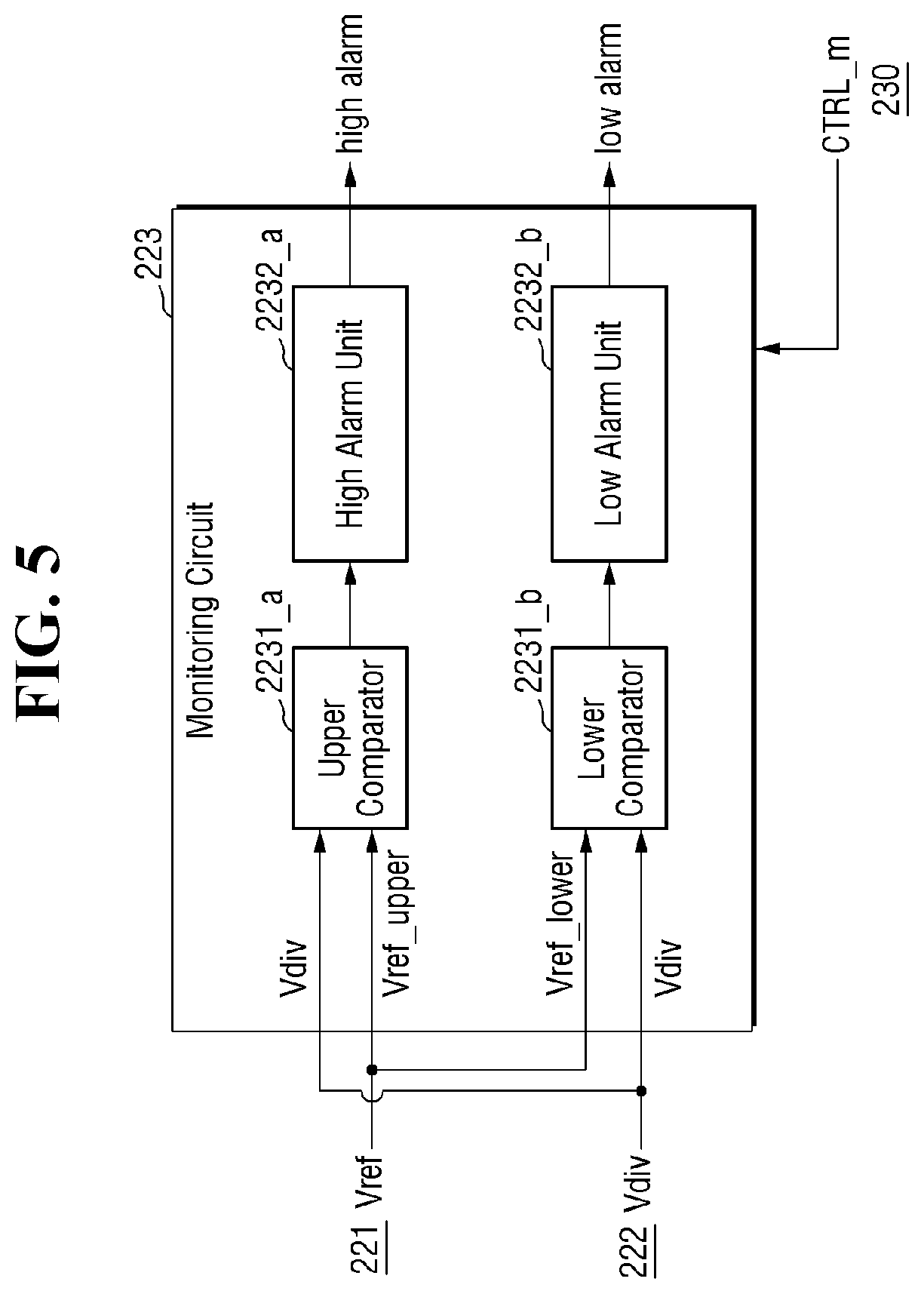 Patent US11782467 Figure 5 – Abnormal voltage monitoring device, and storage and vehicle comprising the abnormal voltage monitoring device