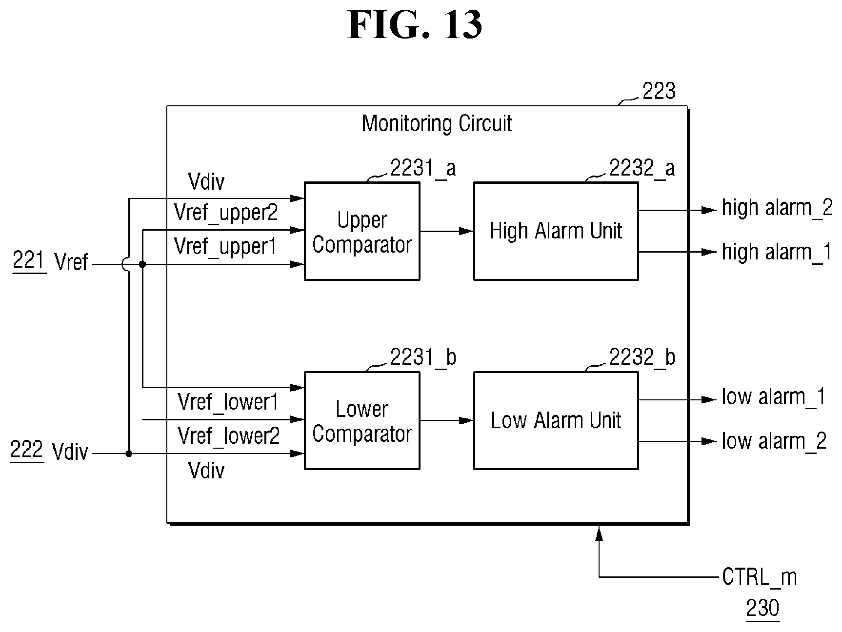 Patent US11782467 Figure 13 – Abnormal voltage monitoring device, and storage and vehicle comprising the abnormal voltage monitoring device