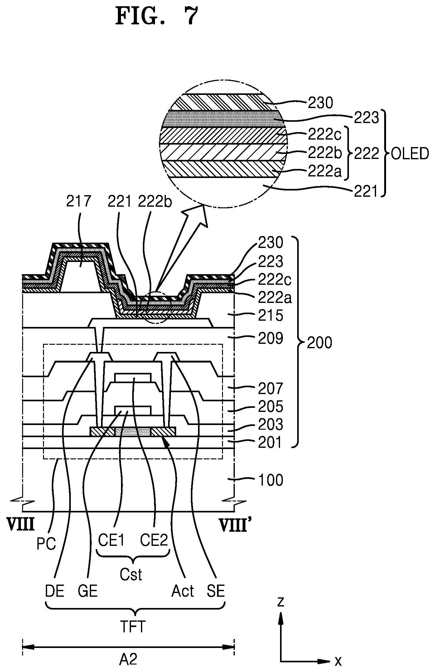 Patent US11782477 Figure 7 – Display apparatus and wiring for input sensing section