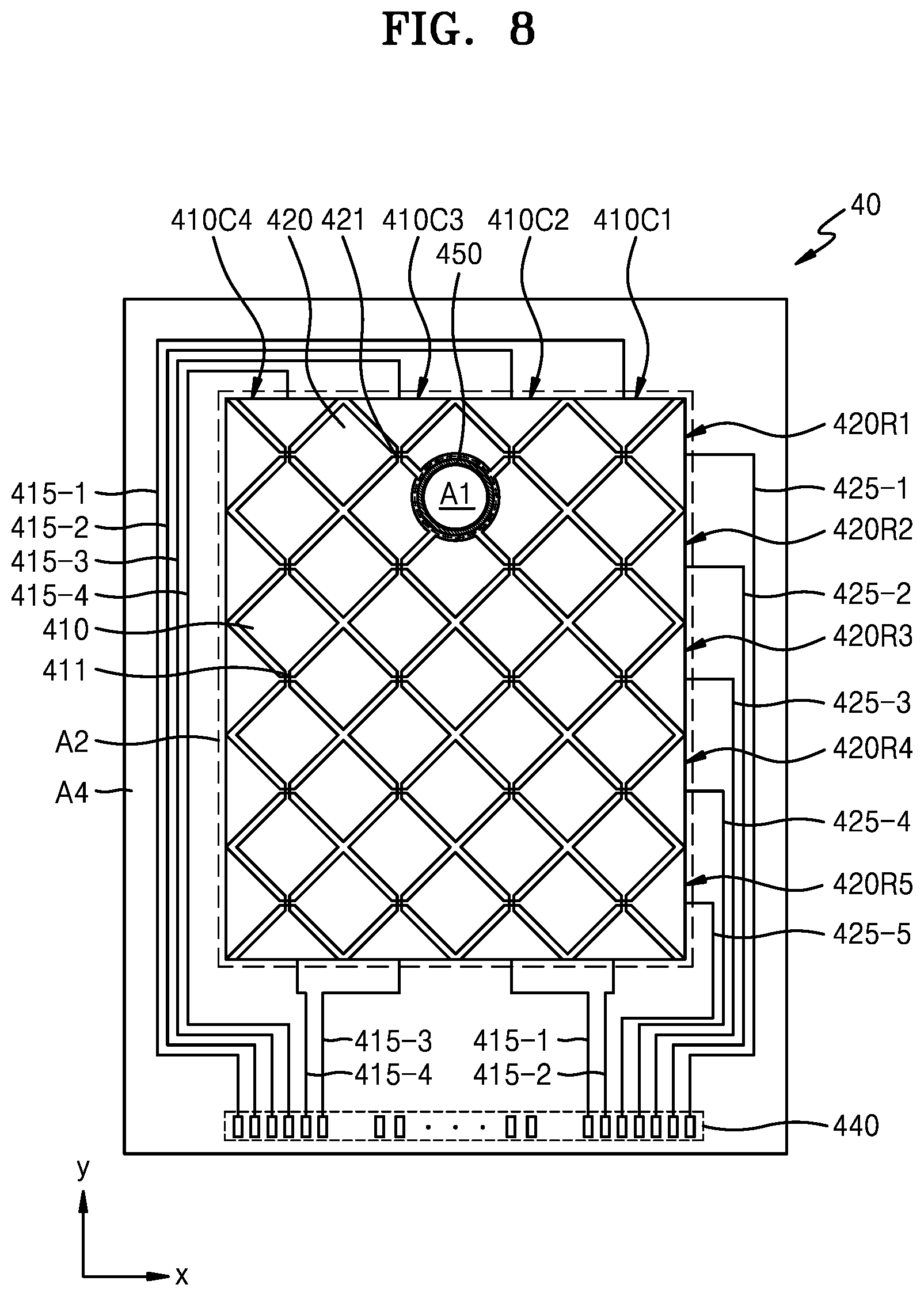 Patent US11782477 Figure 8 – Display apparatus and wiring for input sensing section