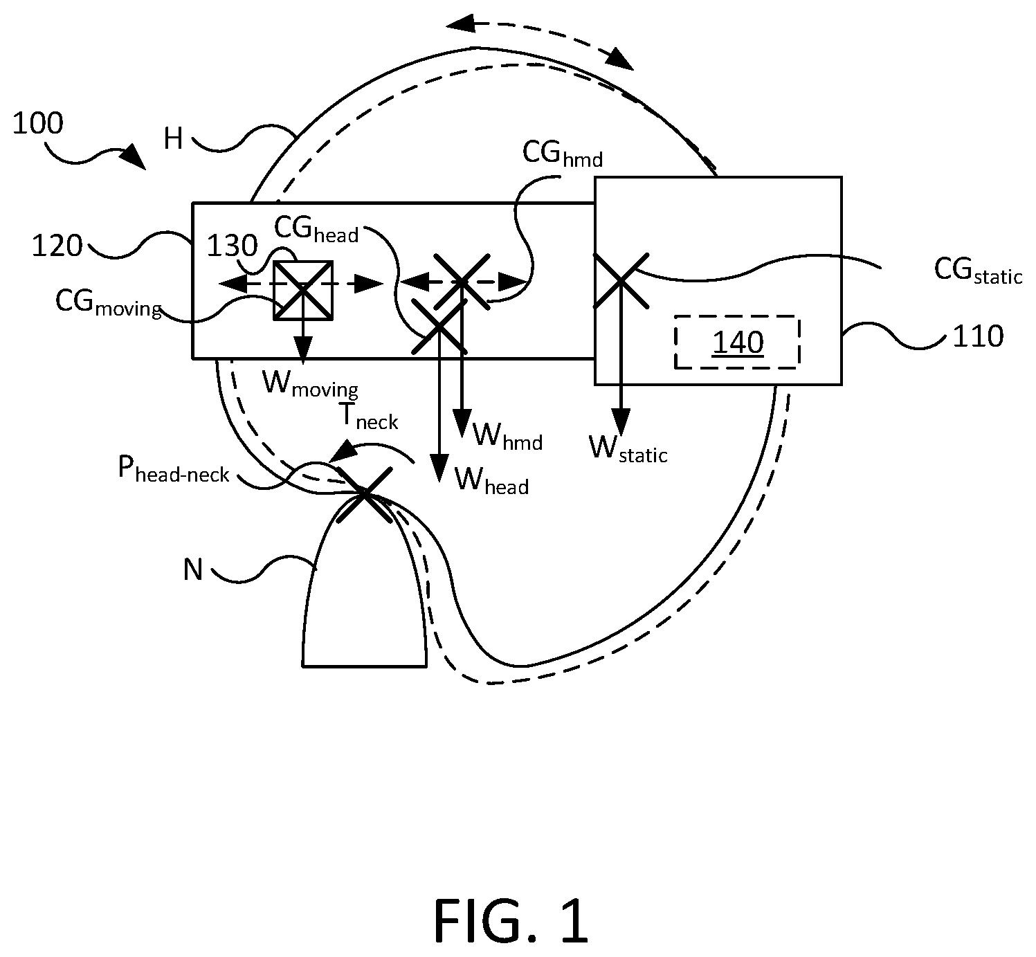 Patent US11782480 — Head-mounted display with changeable center of gravity — Figure 1