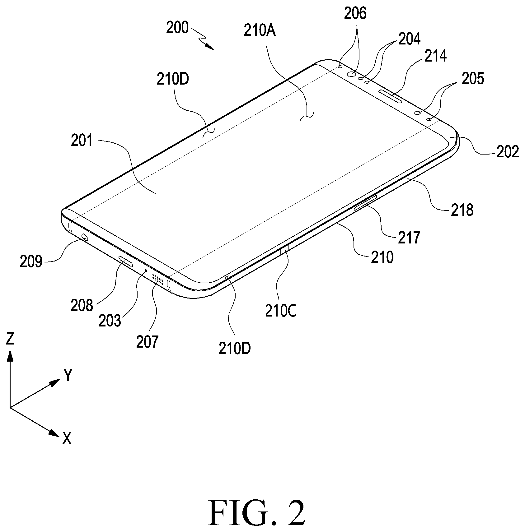 Patent US11782485 Figure 2 – Electronic device including air vent hole