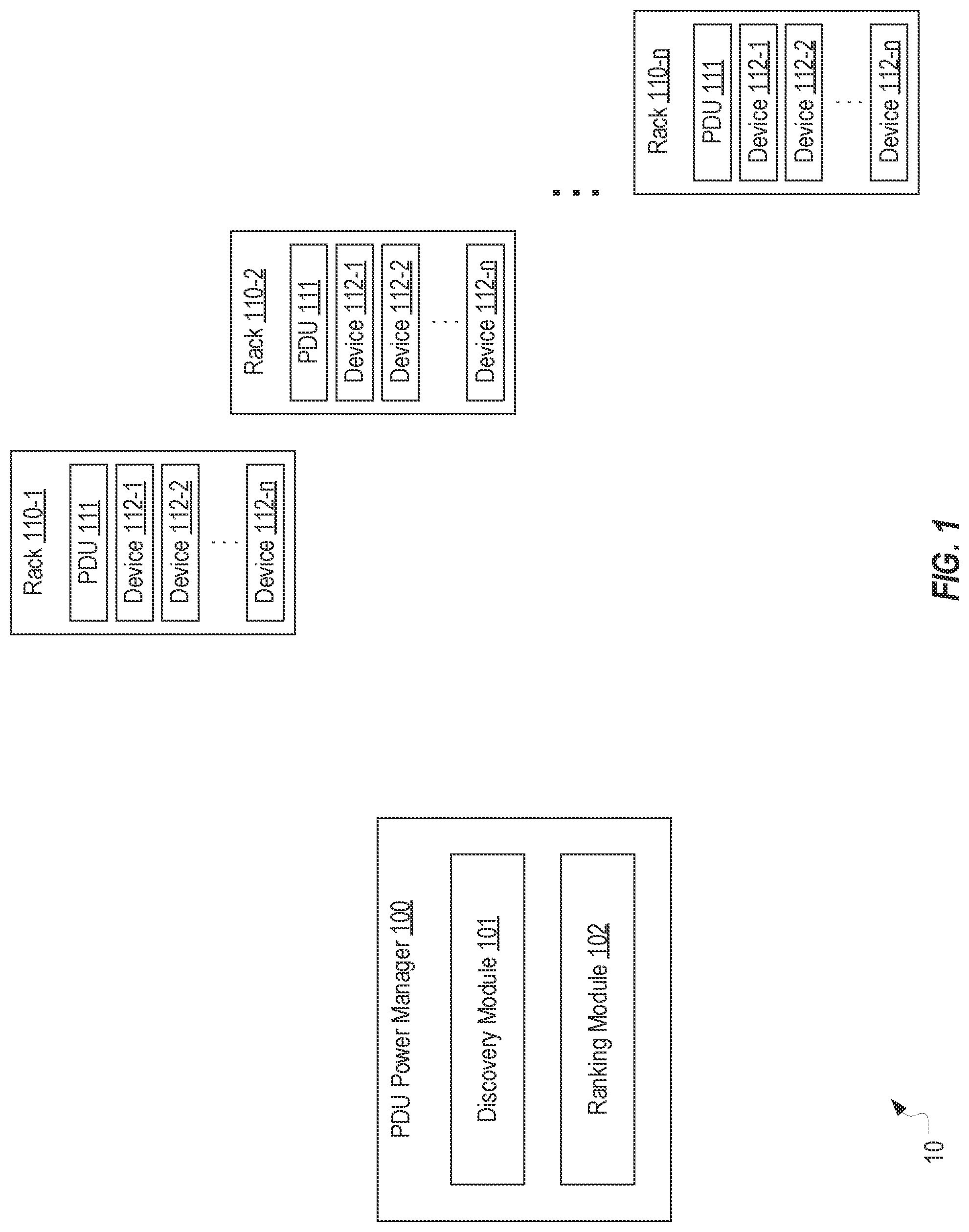 Patent US11782490 Figure 1 – Software-defined fail-safe power draw control for rack power distribution units