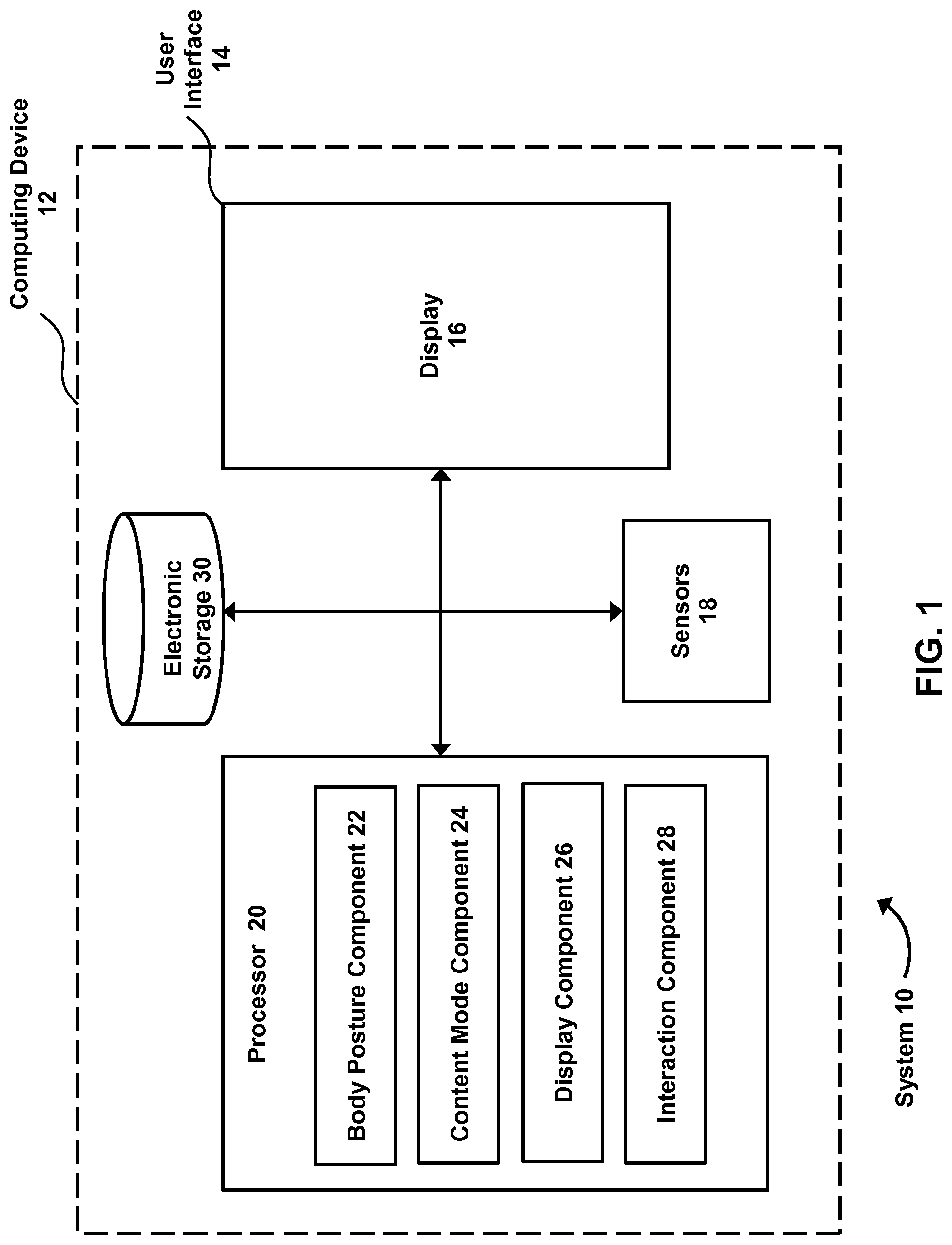 Patent US11782501 Figure 1 – System and method for presenting virtual reality content to a user based on body posture