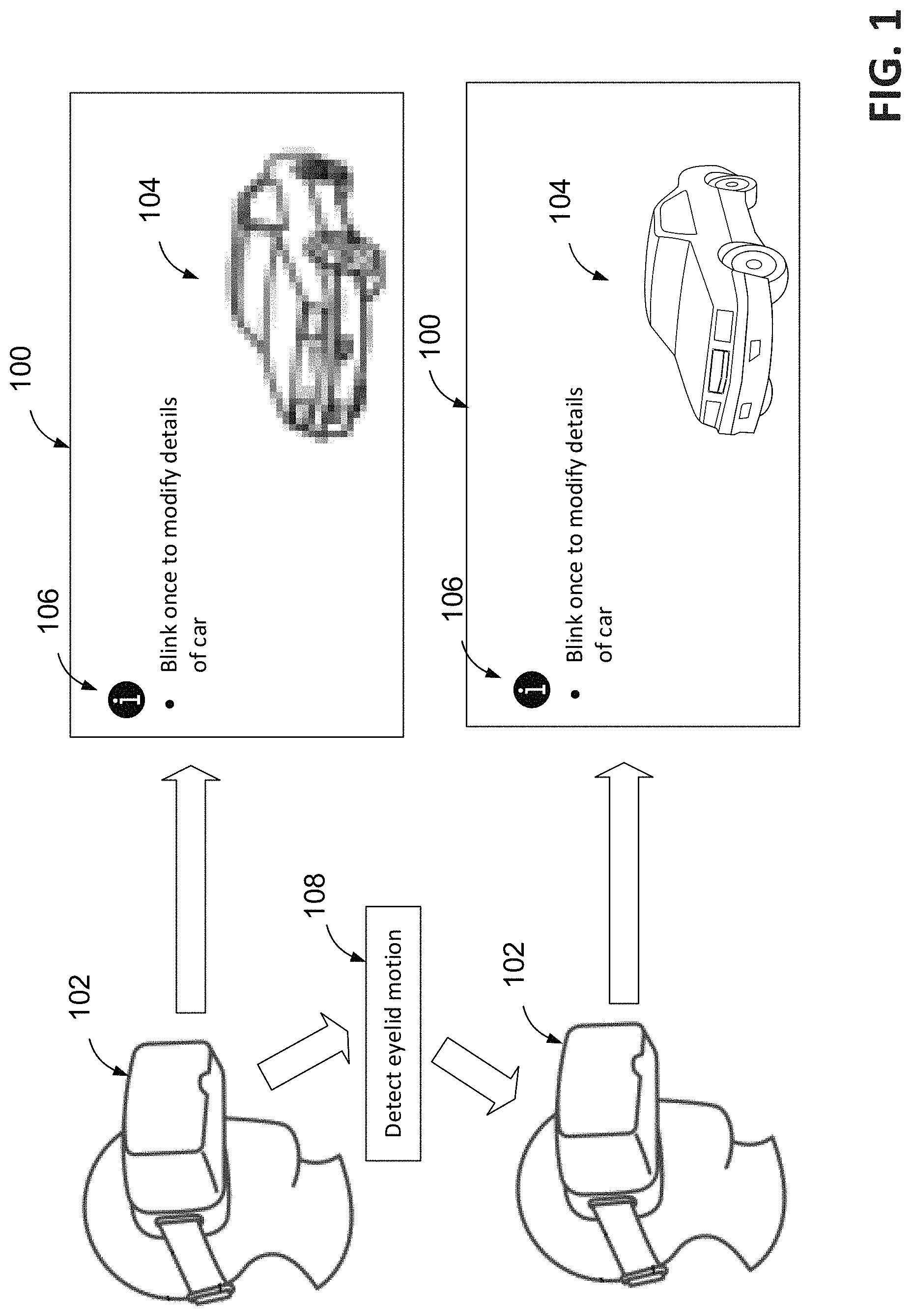 Patent US11782506 Figure 1 – Methods and systems of extended reality environment interaction based on eye motions