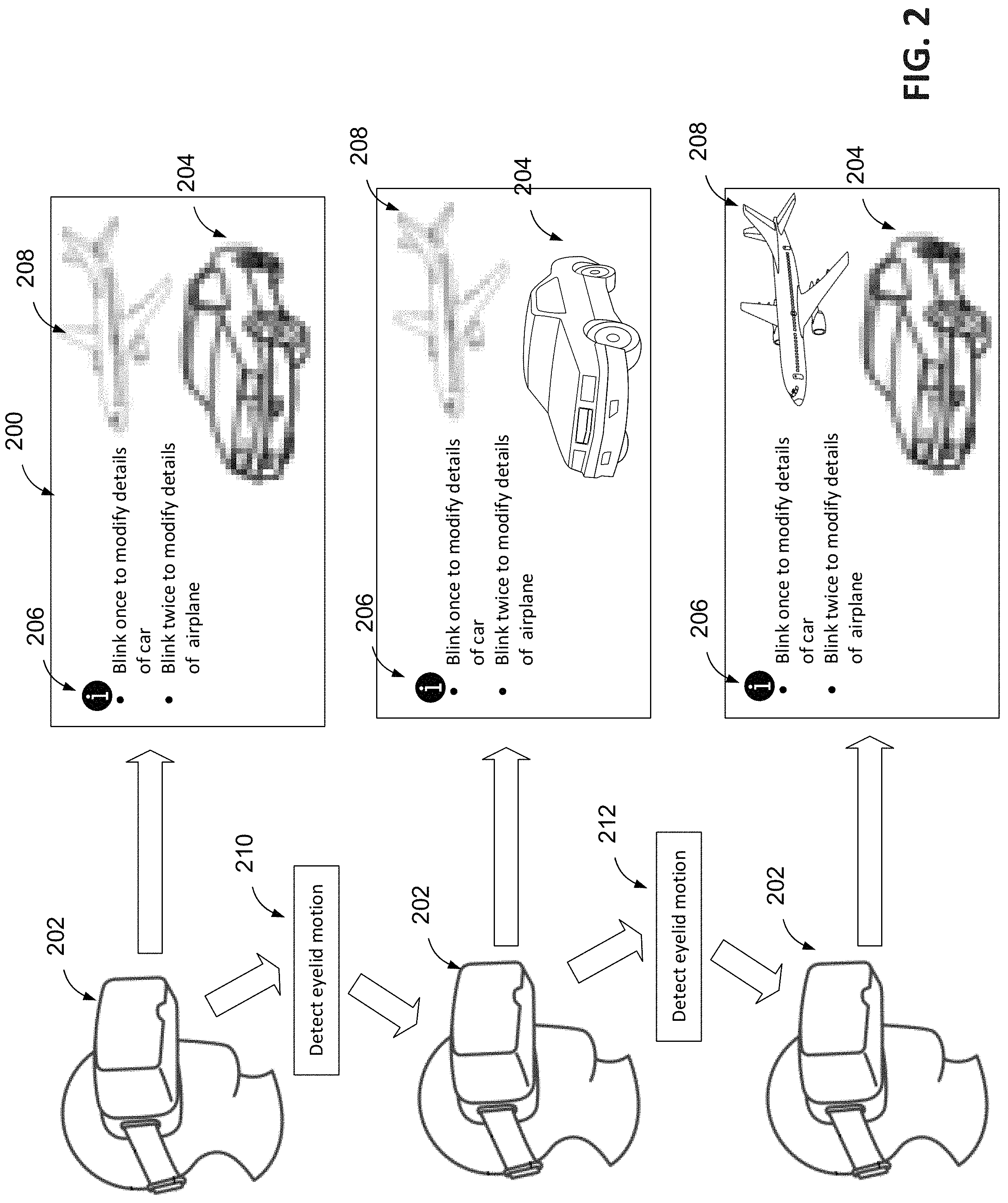 Patent US11782506 Figure 2 – Methods and systems of extended reality environment interaction based on eye motions