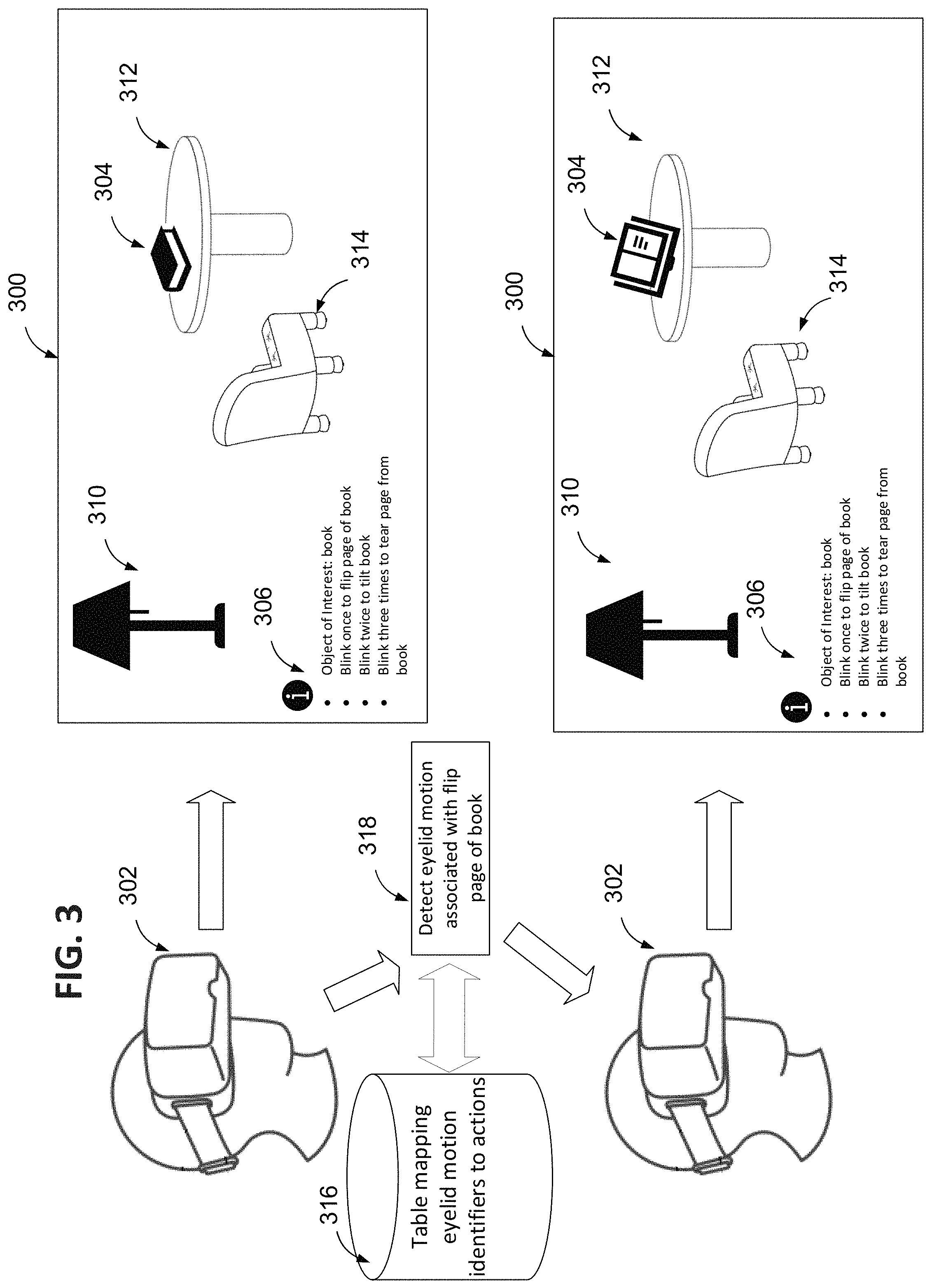 Patent US11782506 Figure 3 – Methods and systems of extended reality environment interaction based on eye motions