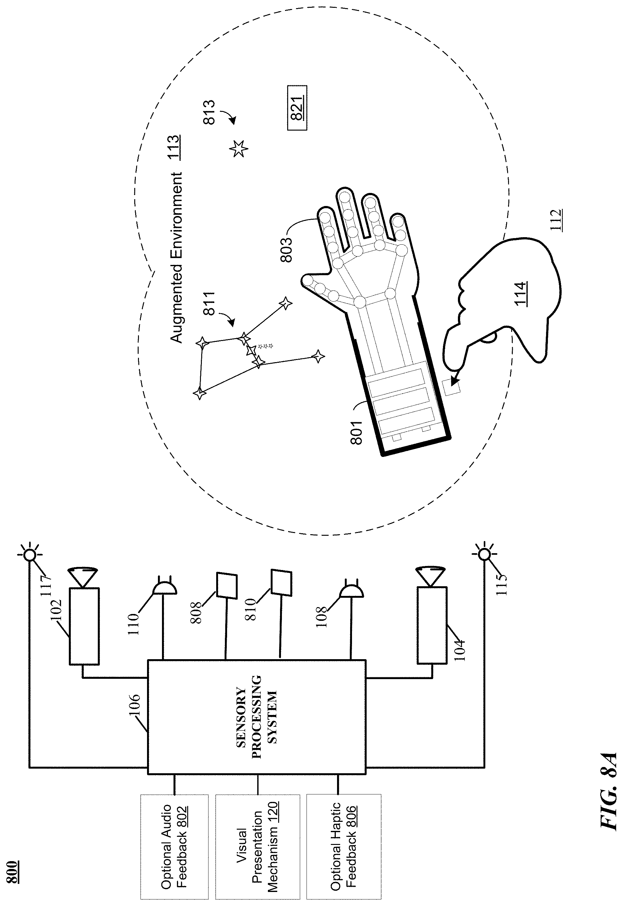 Patent US11782513 Figure 8 – Mode switching for integrated gestural interaction and multi-user collaboration in immersive virtual reality environments