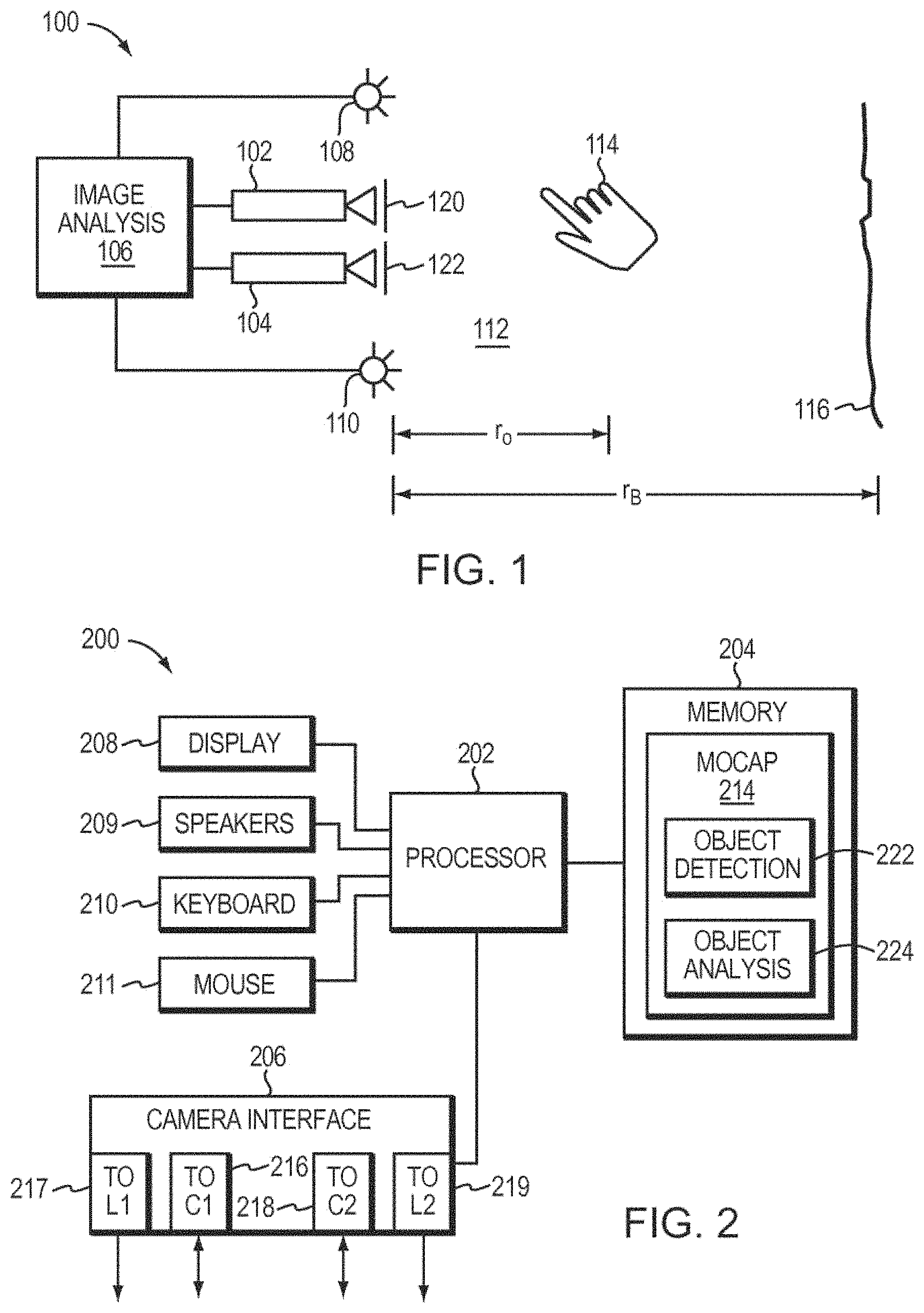 Patent US11782516 Figure 1 – Differentiating a detected object from a background using a gaussian brightness falloff pattern