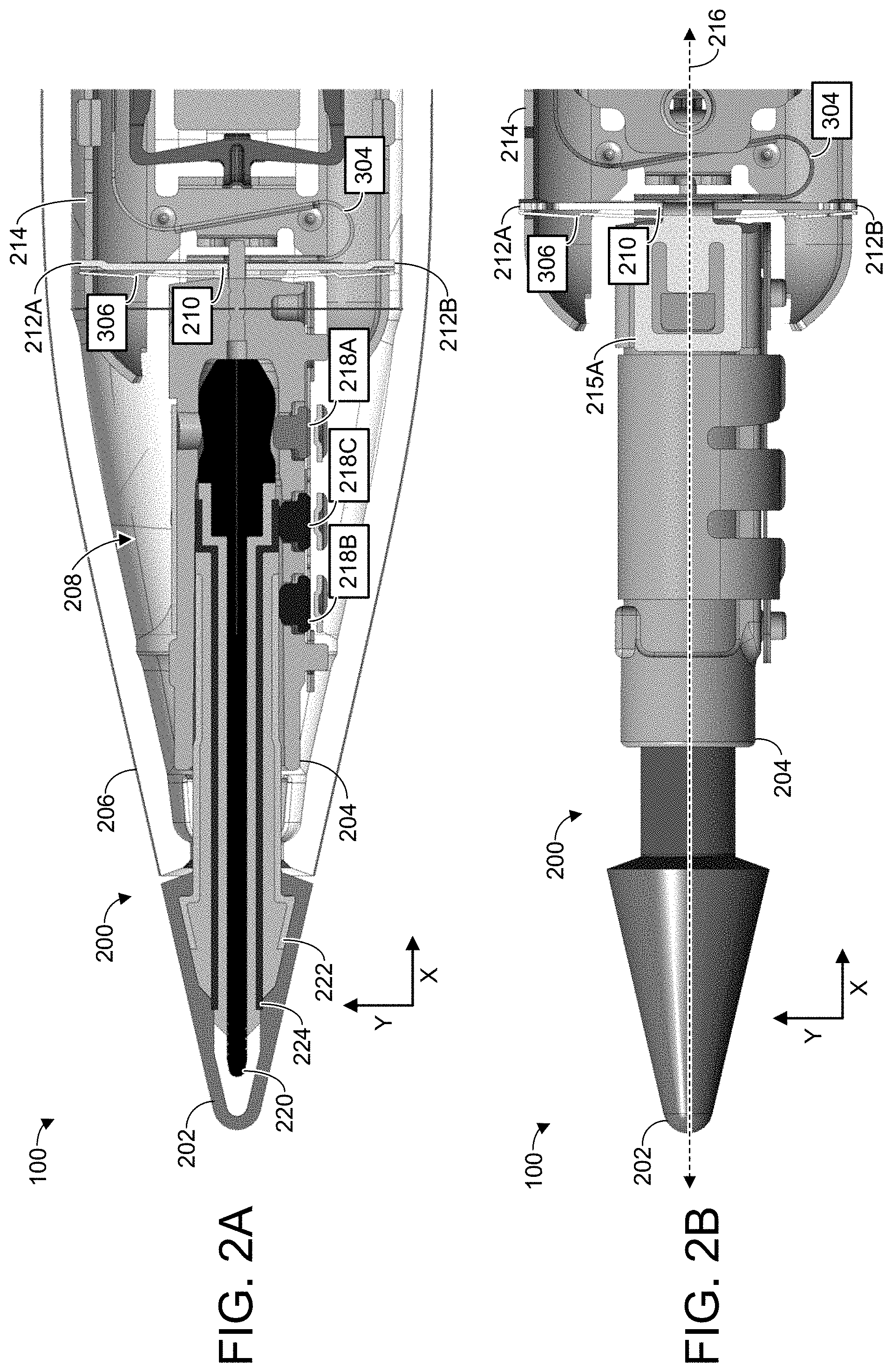 Patent US11782528 Figure 2 – Winged bracket for stylus strain gauge
